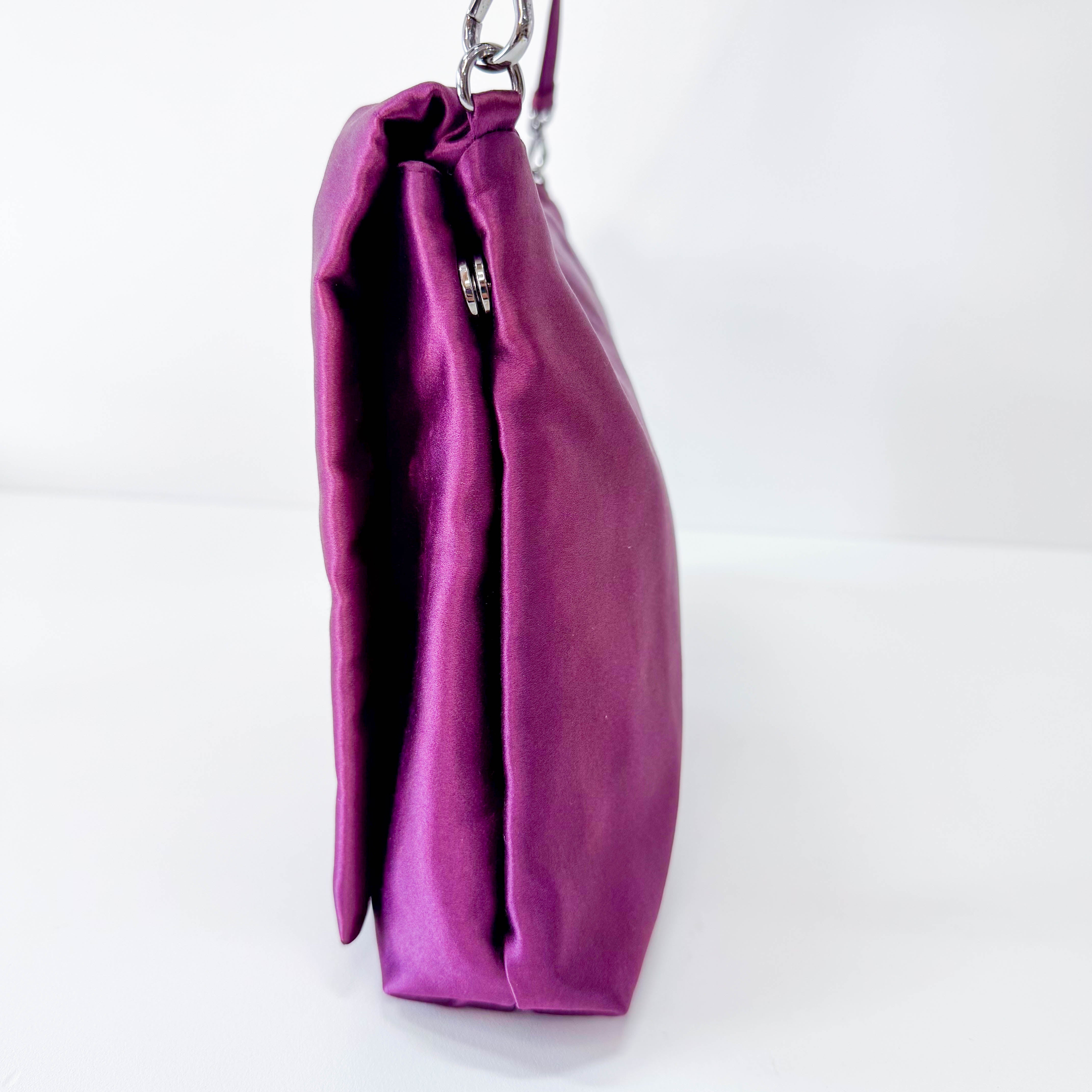 Purple Satin Shoulder Bag