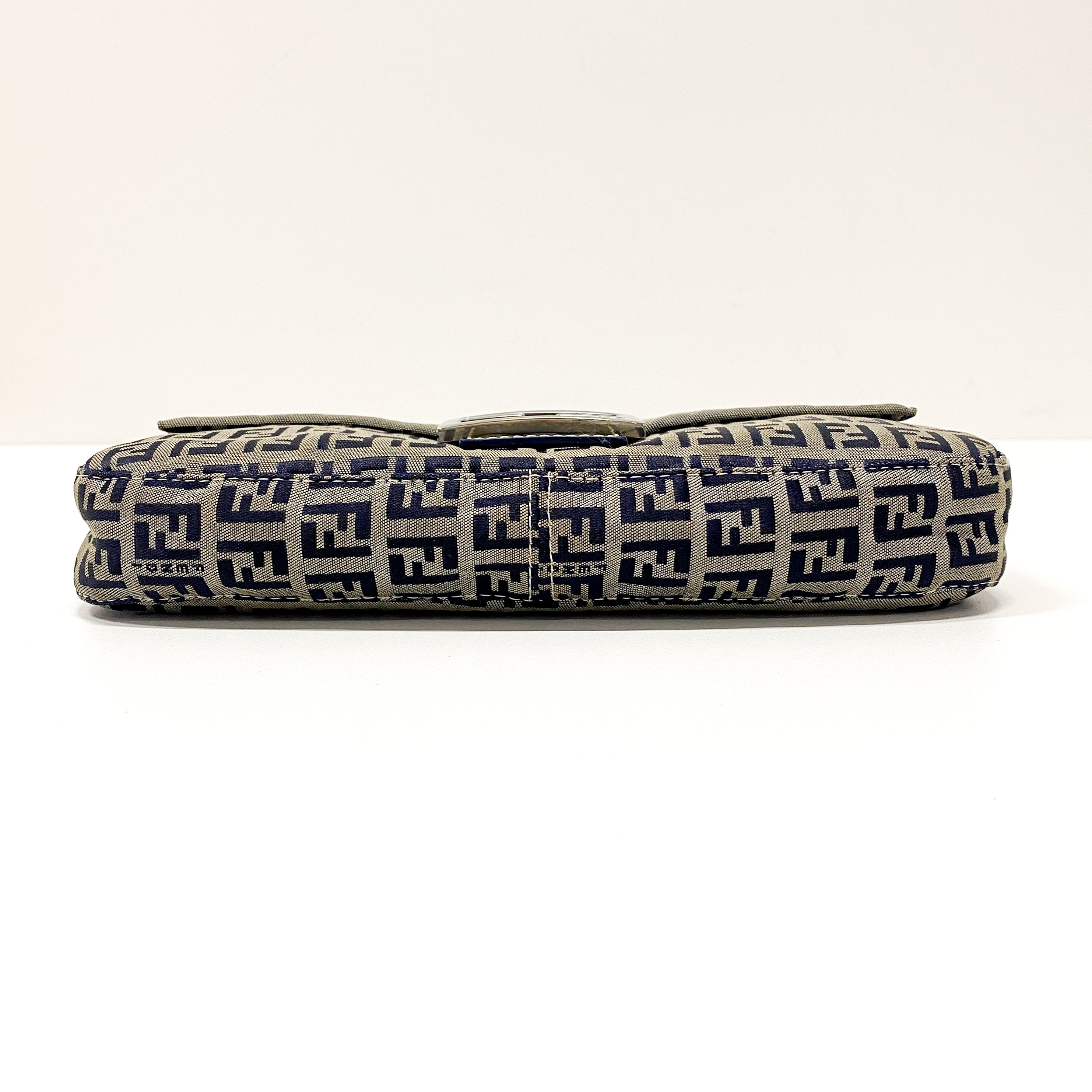 Zuchinno Baguette Grey & Navy Canvas Shoulder Bag
