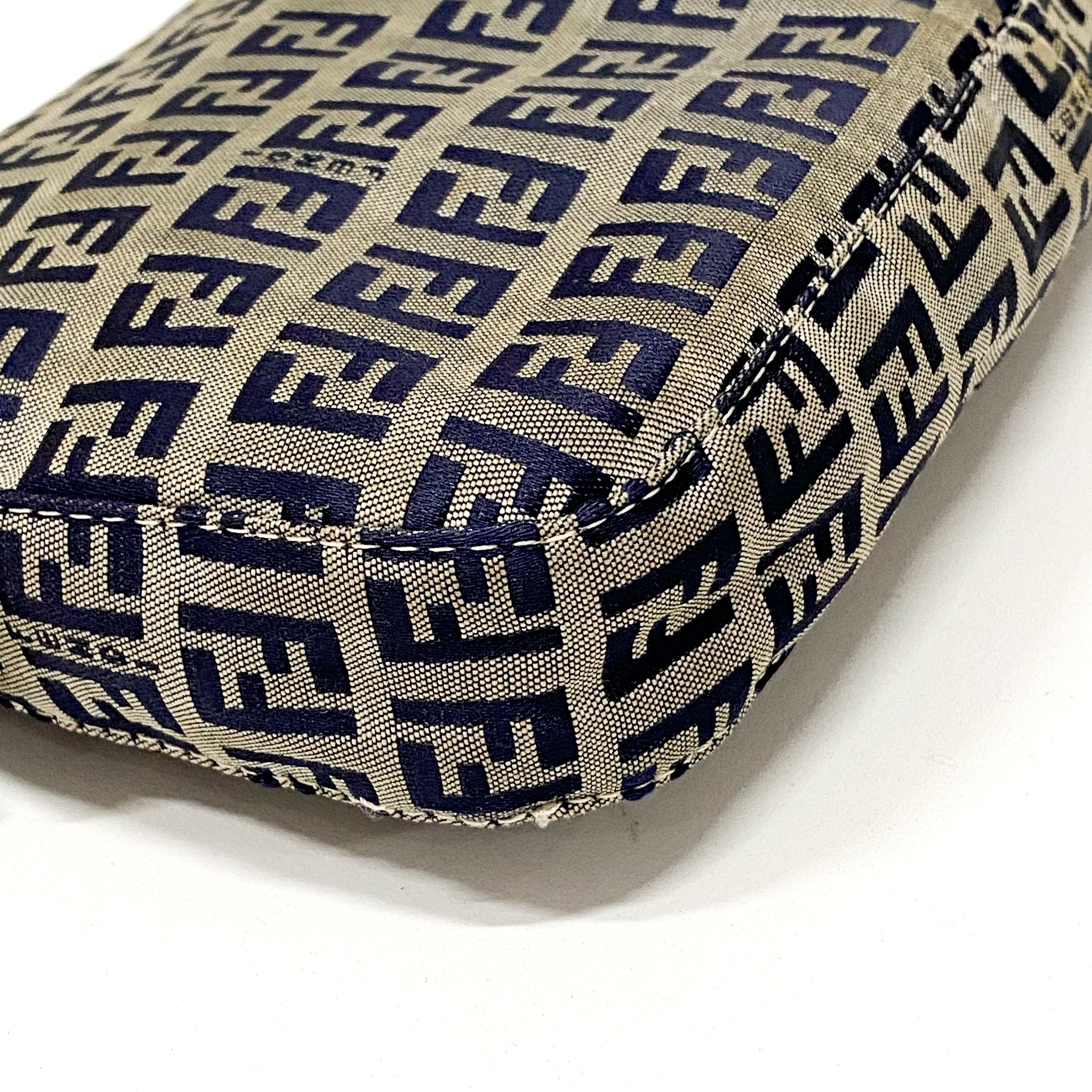 Zuchinno Baguette Grey & Navy Canvas Shoulder Bag