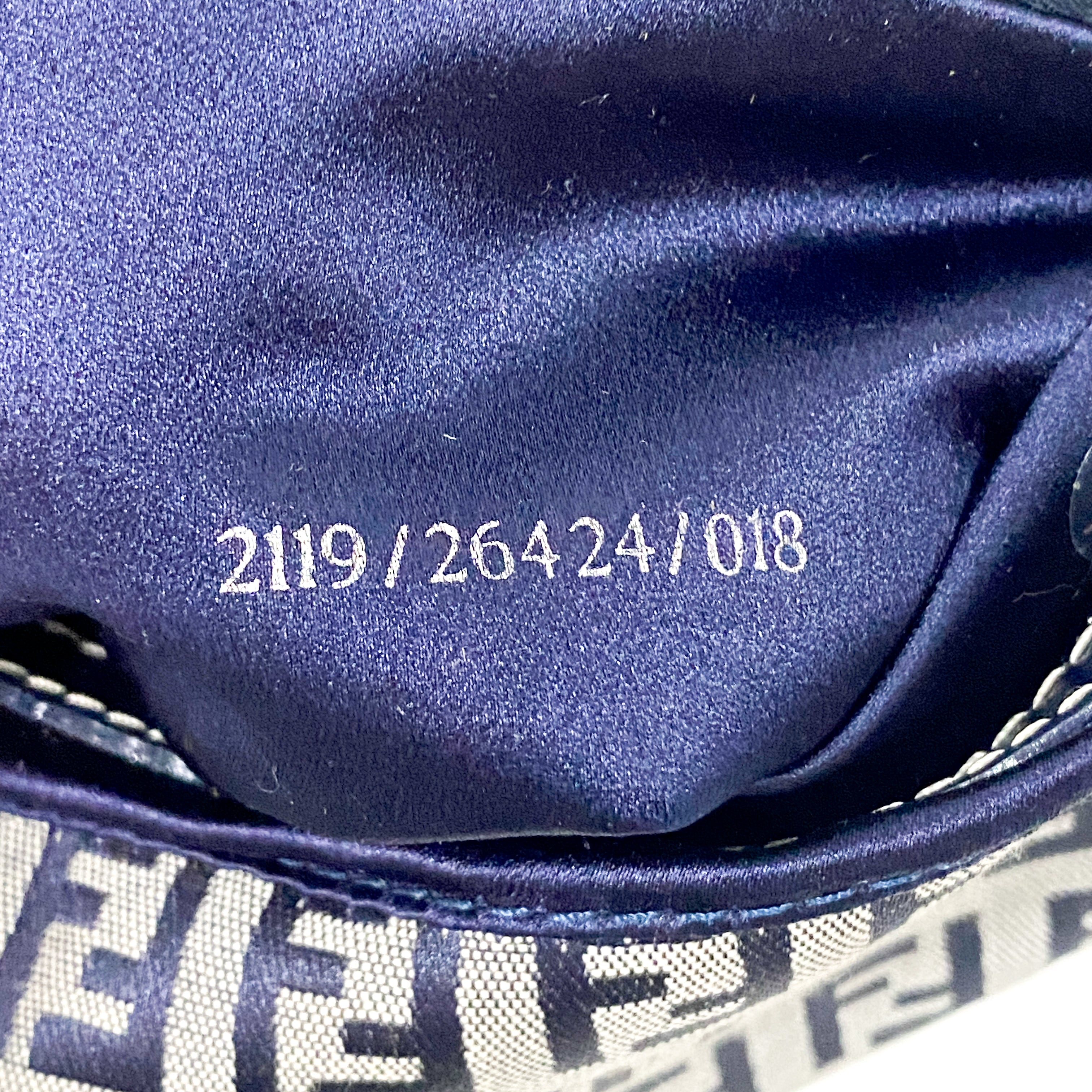 Zuchinno Baguette Grey & Navy Canvas Shoulder Bag