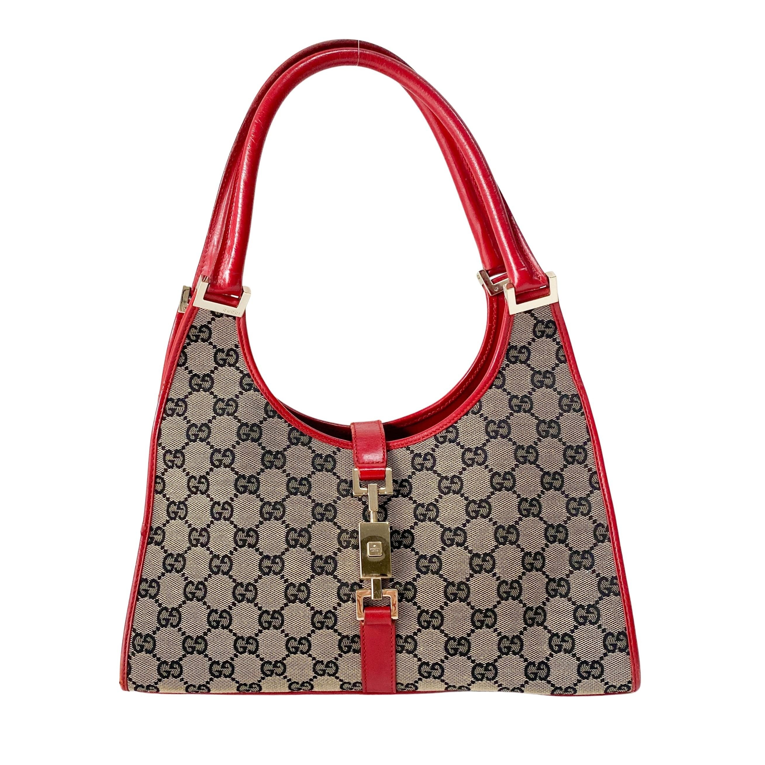 Jackie Small Red GG Canvas Shoulder Bag