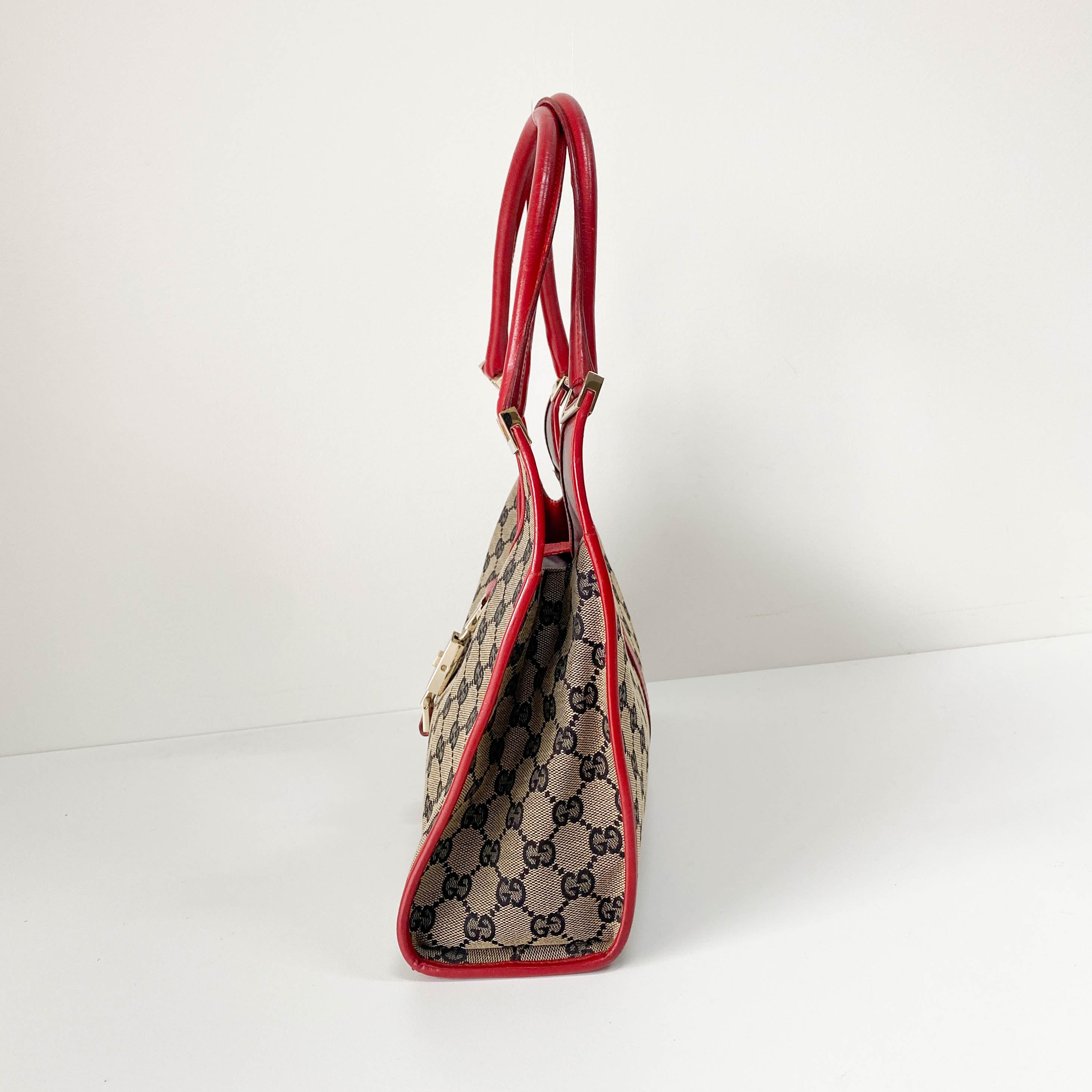 Jackie Small Red GG Canvas Shoulder Bag