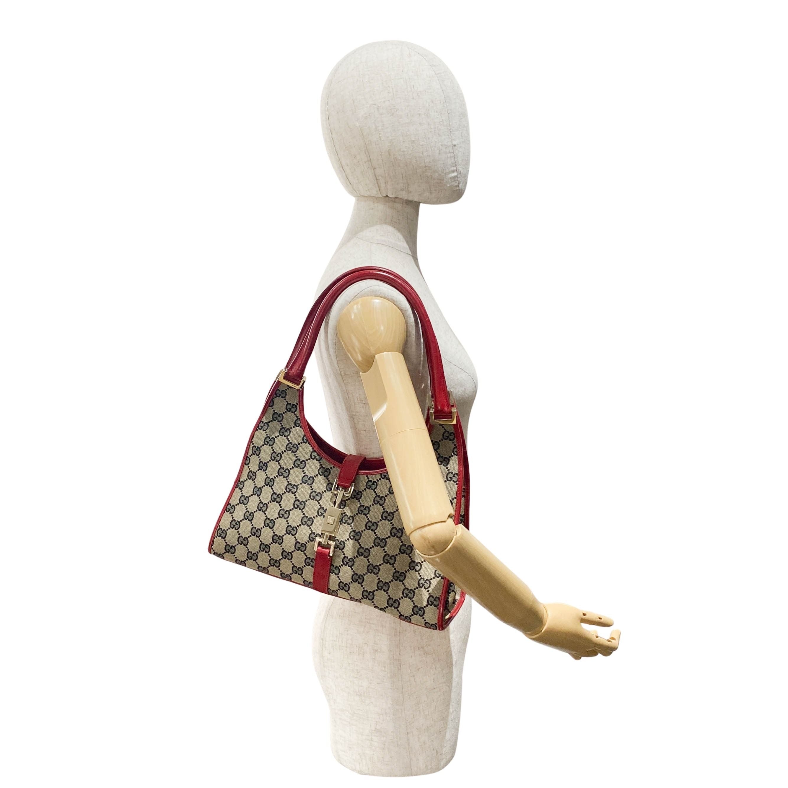 Jackie Small Red GG Canvas Shoulder Bag