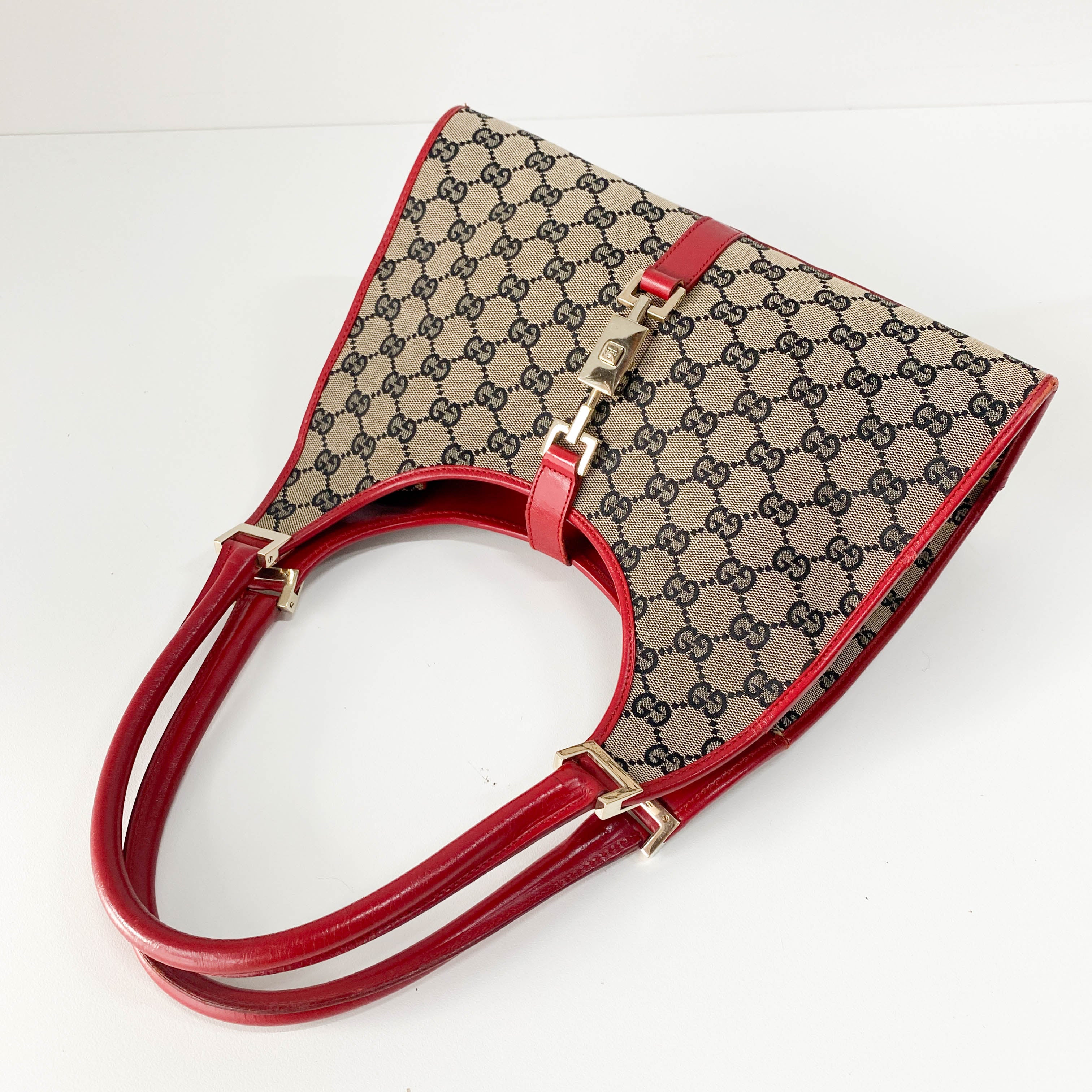 Jackie Small Red GG Canvas Shoulder Bag