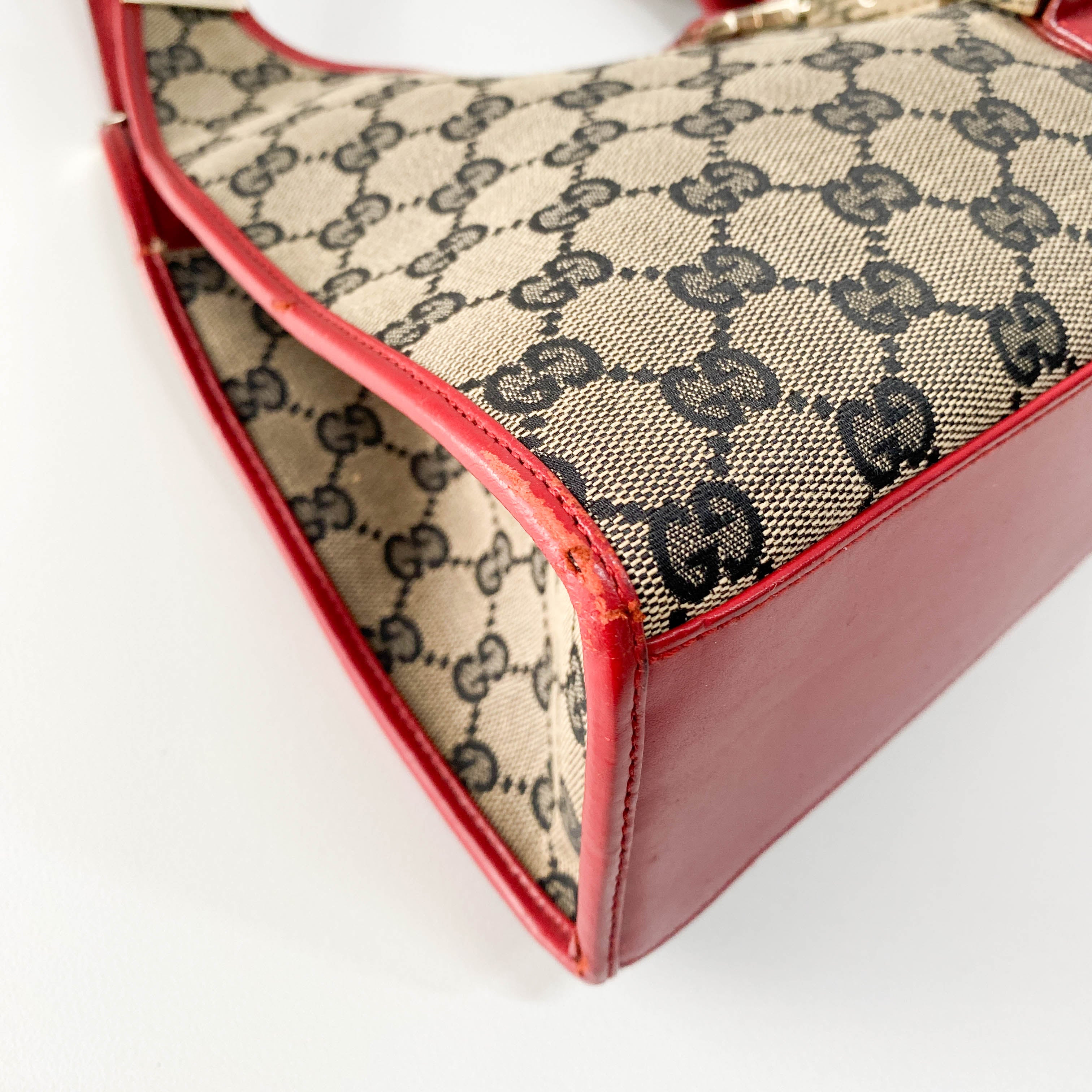 Jackie Small Red GG Canvas Shoulder Bag