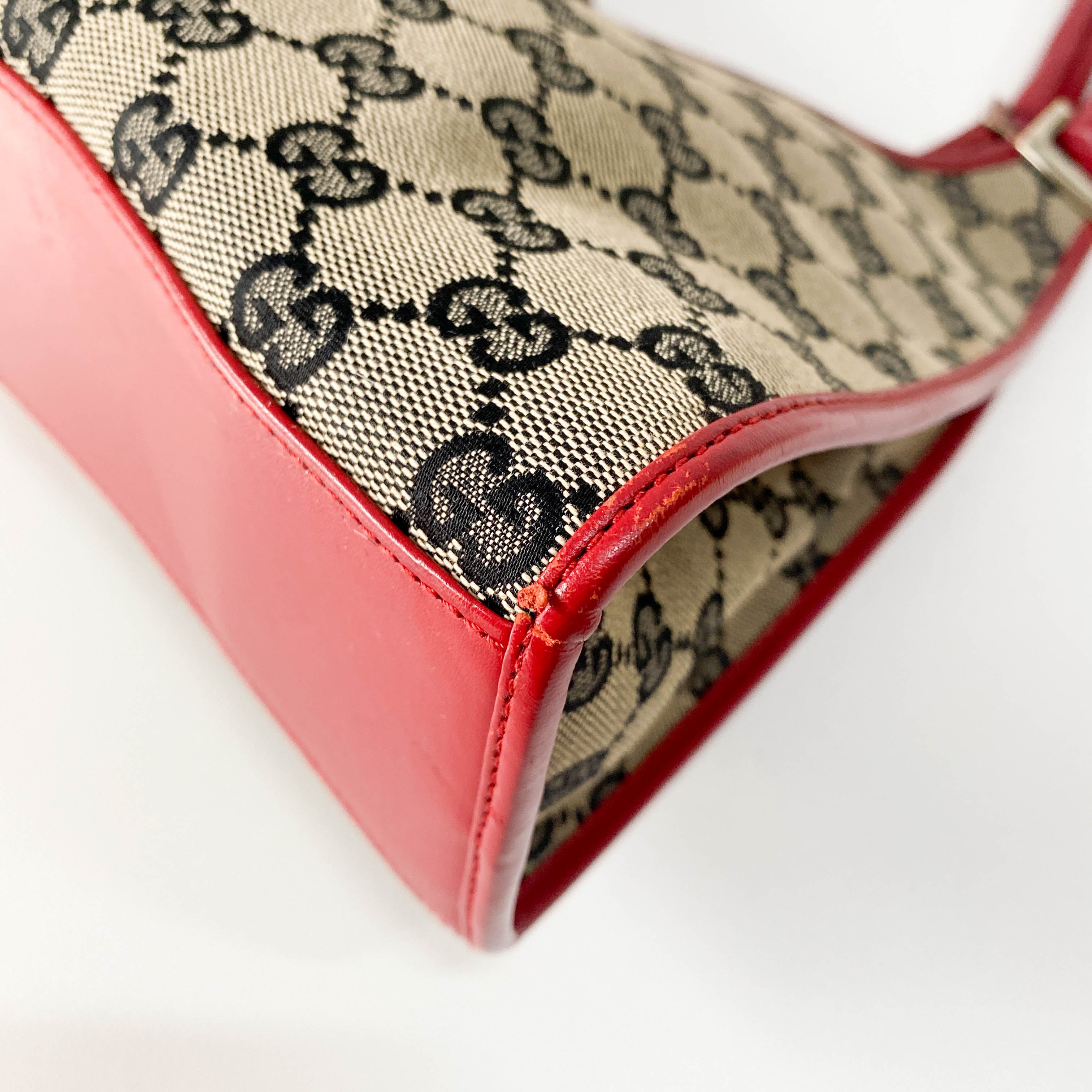 Jackie Small Red GG Canvas Shoulder Bag