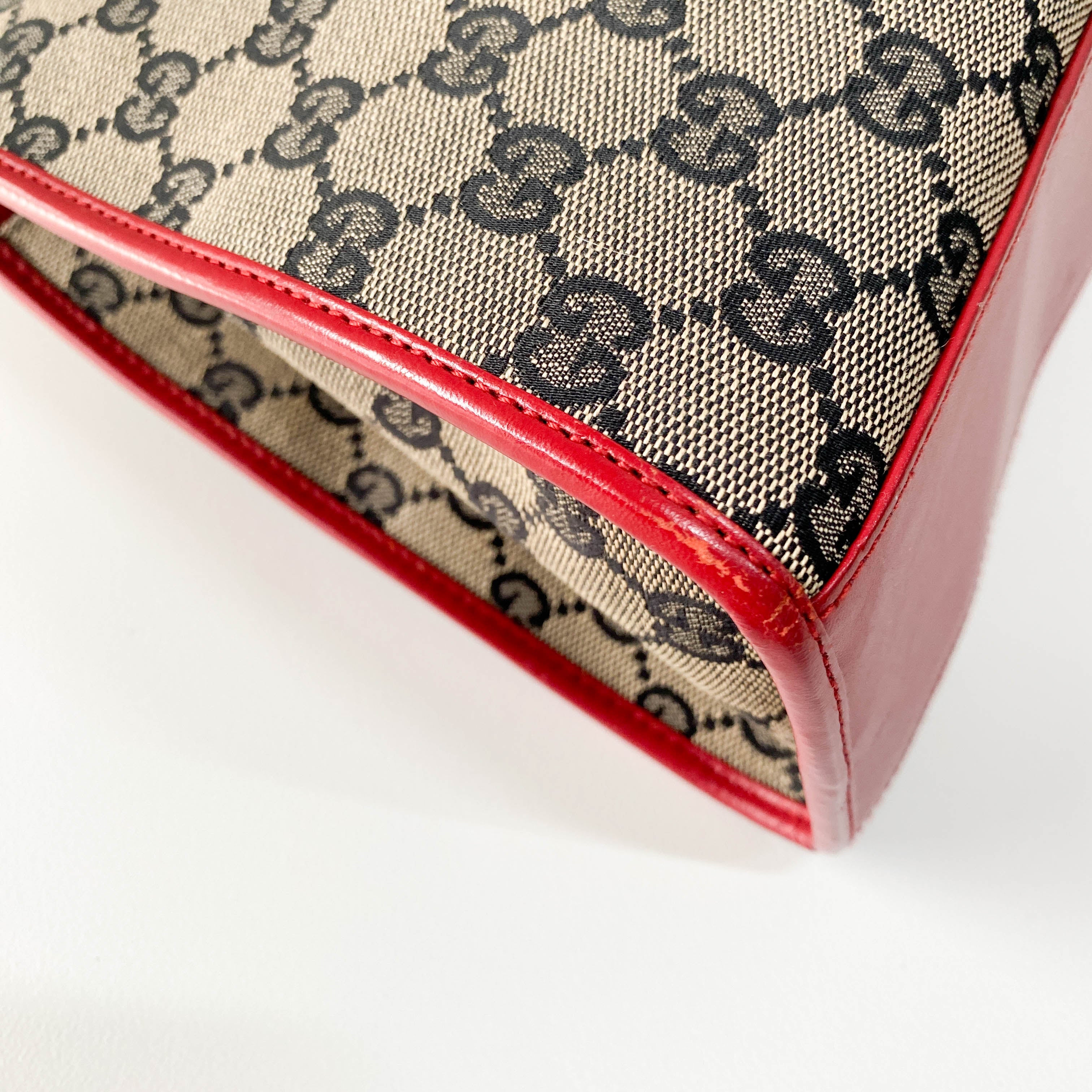 Jackie Small Red GG Canvas Shoulder Bag