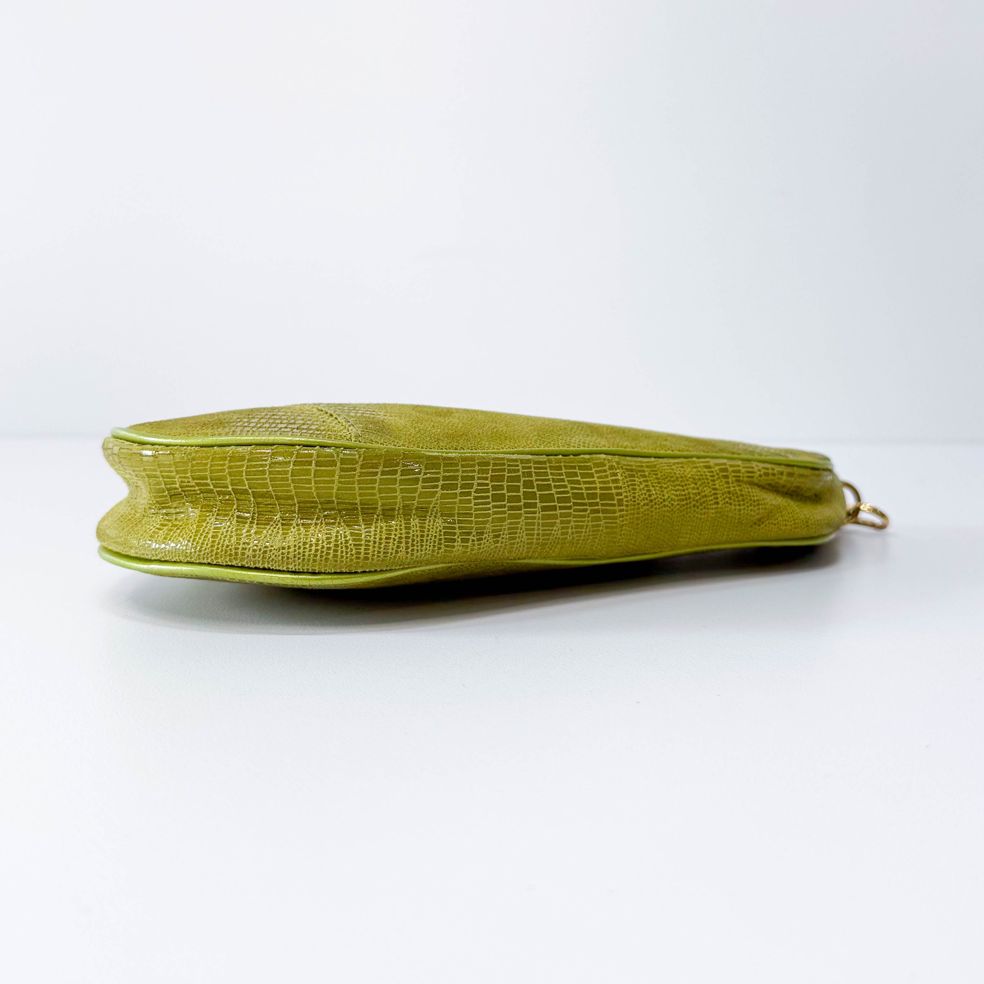 Saddle Mini Green Lizard Leather Shoulder Bag