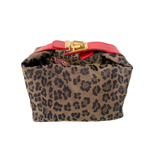 Mini Leopard Print Canvas Pouch Bag