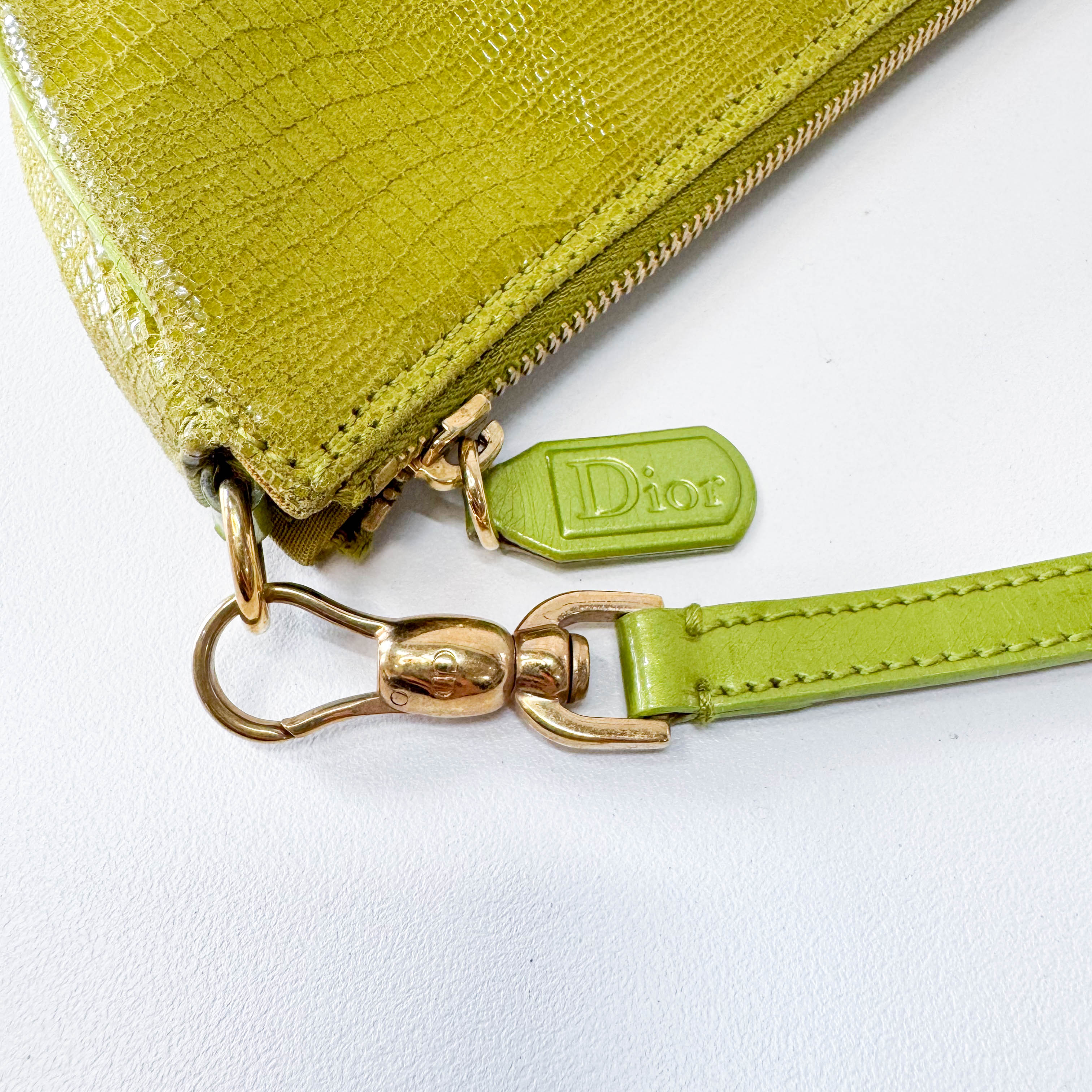 Saddle Mini Green Lizard Leather Shoulder Bag