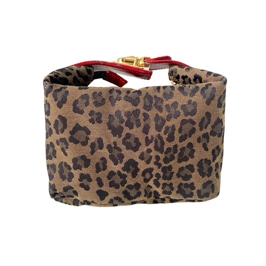 Mini Leopard Print Canvas Pouch Bag
