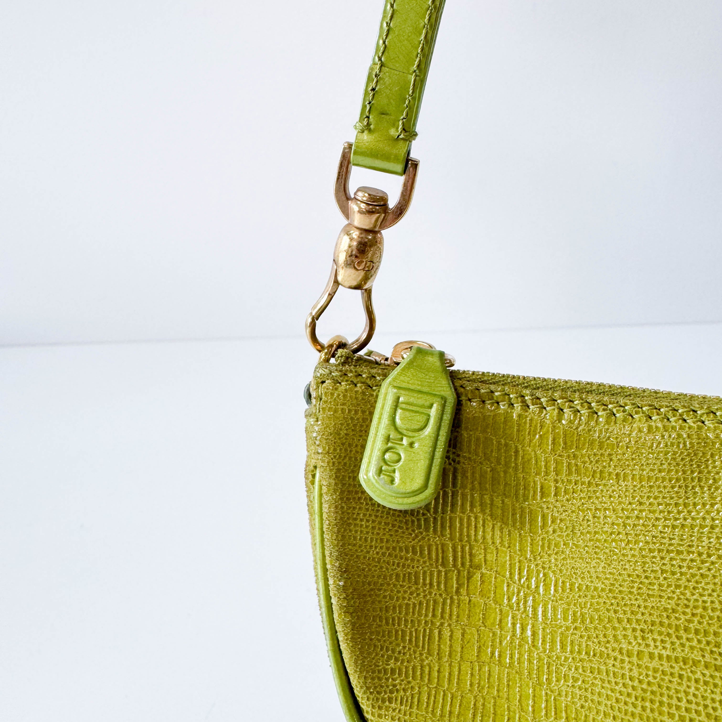 Saddle Mini Green Lizard Leather Shoulder Bag