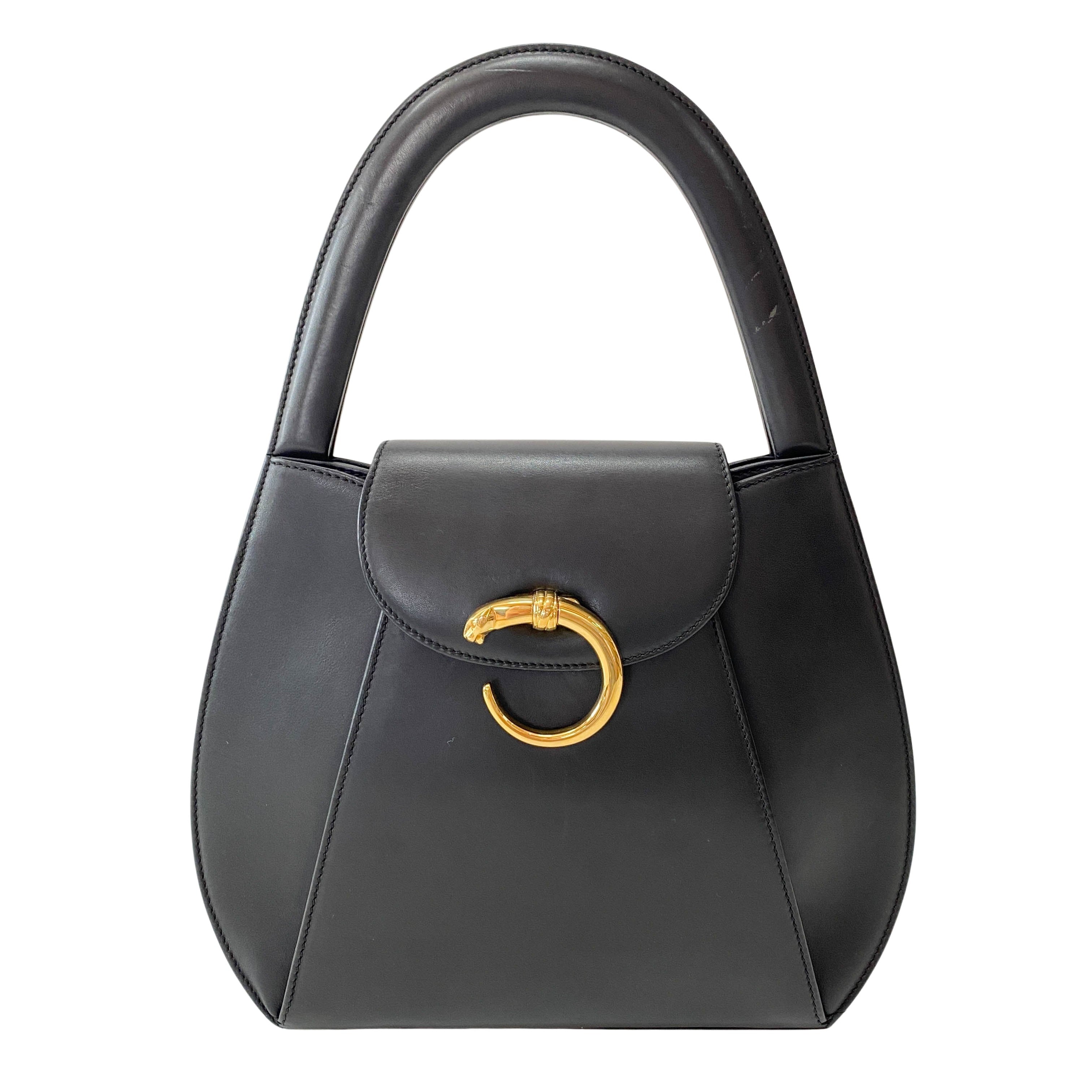 Panthère Black Leather Shoulder Bag