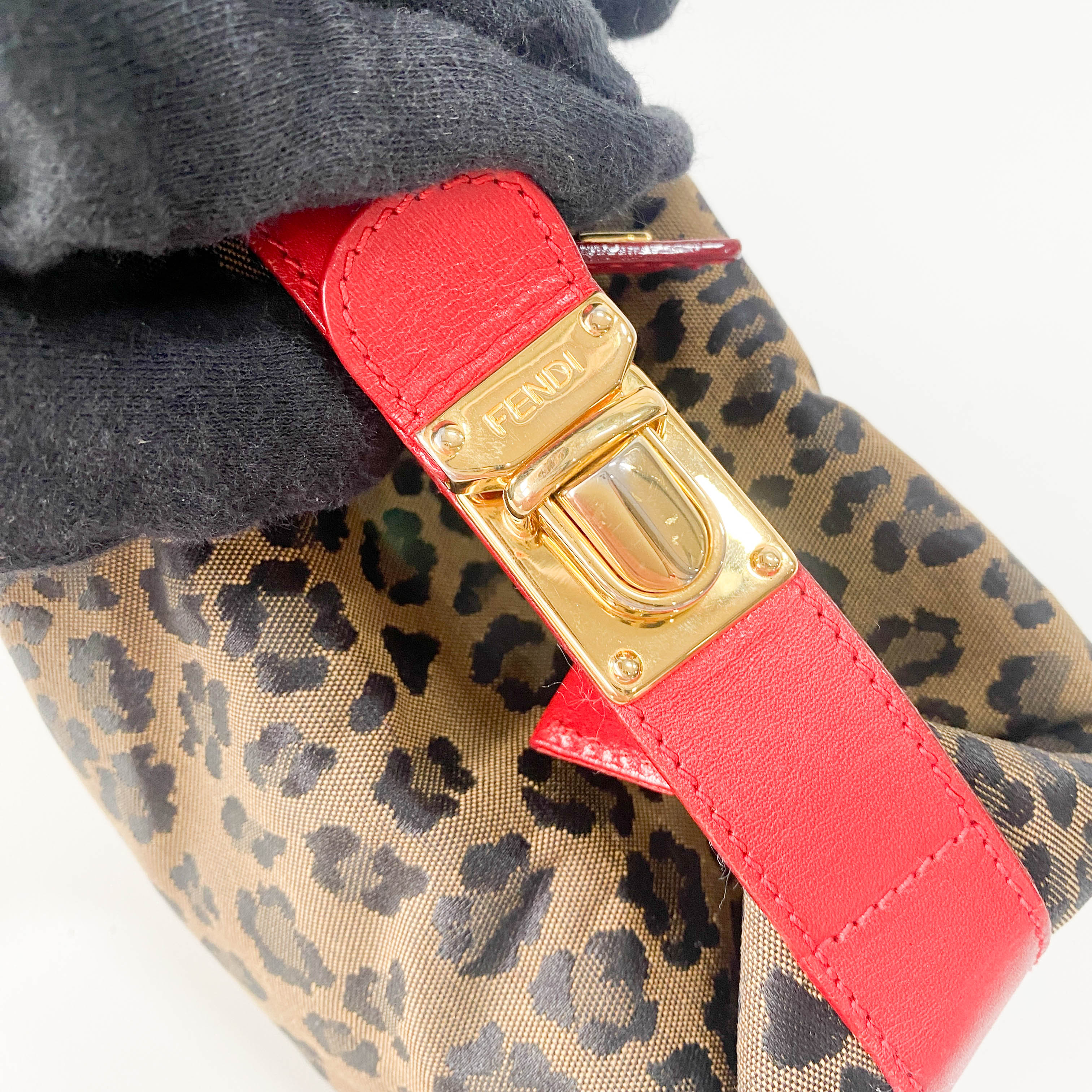 Mini Leopard Print Canvas Pouch Bag