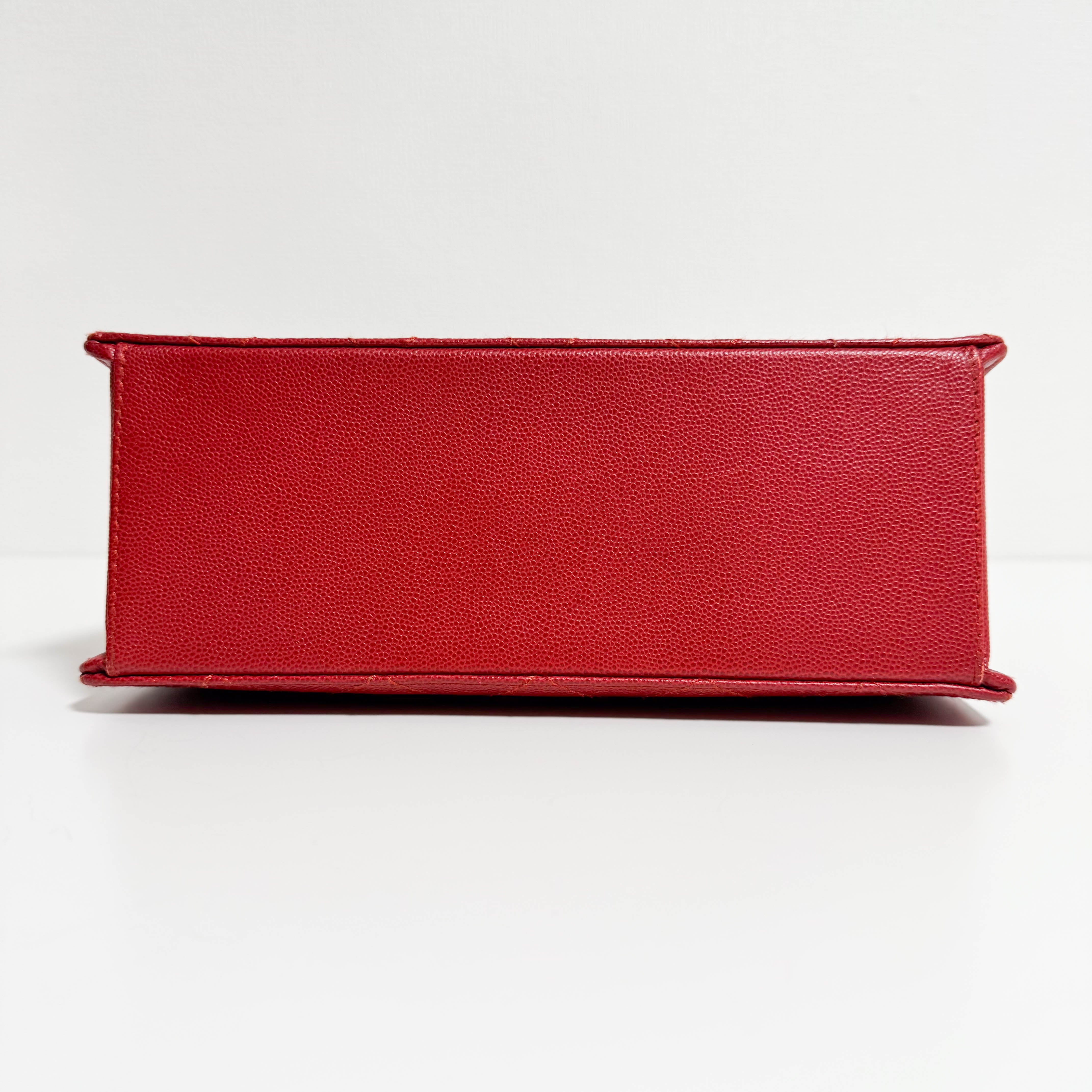 CHANEL Red Quilted Caviar Leather Envelope Flap Square Top Handle Handbag, in , Sold by HIVE PRELOVED - Handle Bags
