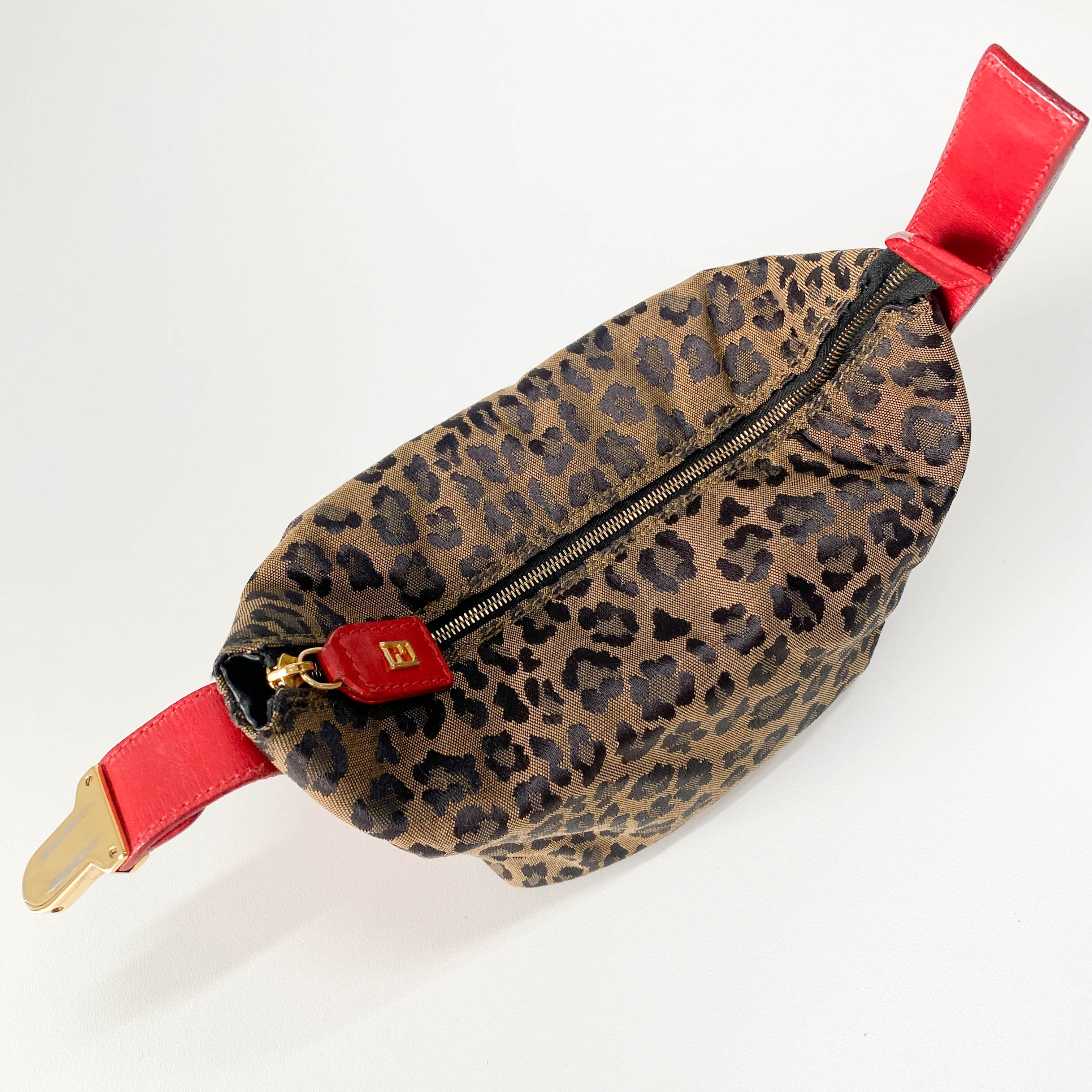 Mini Leopard Print Canvas Pouch Bag