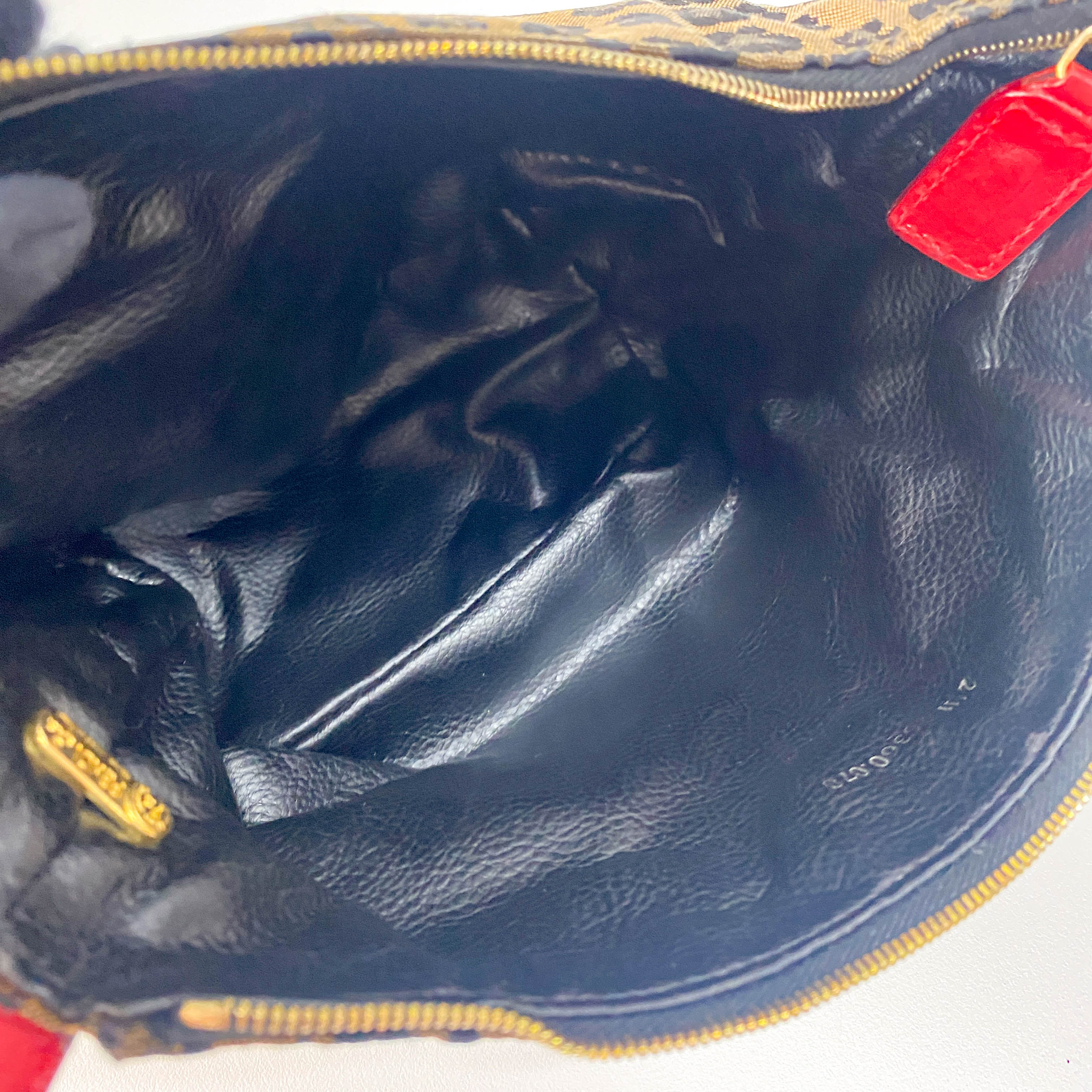 Mini Leopard Print Canvas Pouch Bag