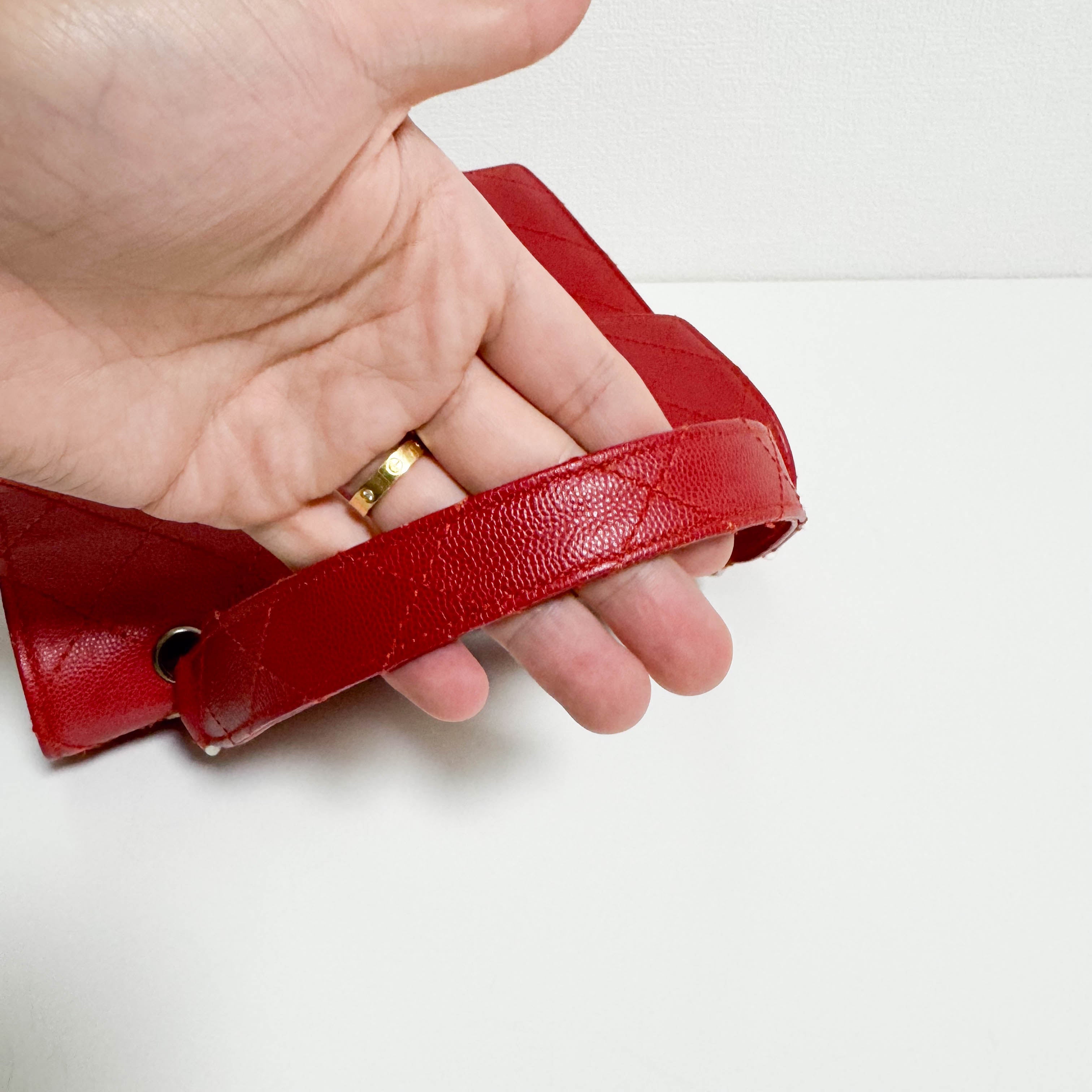 CHANEL Red Quilted Caviar Leather Envelope Flap Square Top Handle Handbag, in , Sold by HIVE PRELOVED - Handle Bags