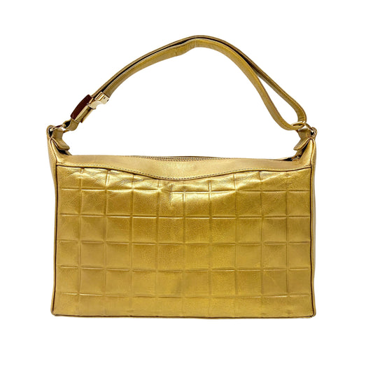 Chocolate Bar Metal Gold Lambskin Shoulder Bag