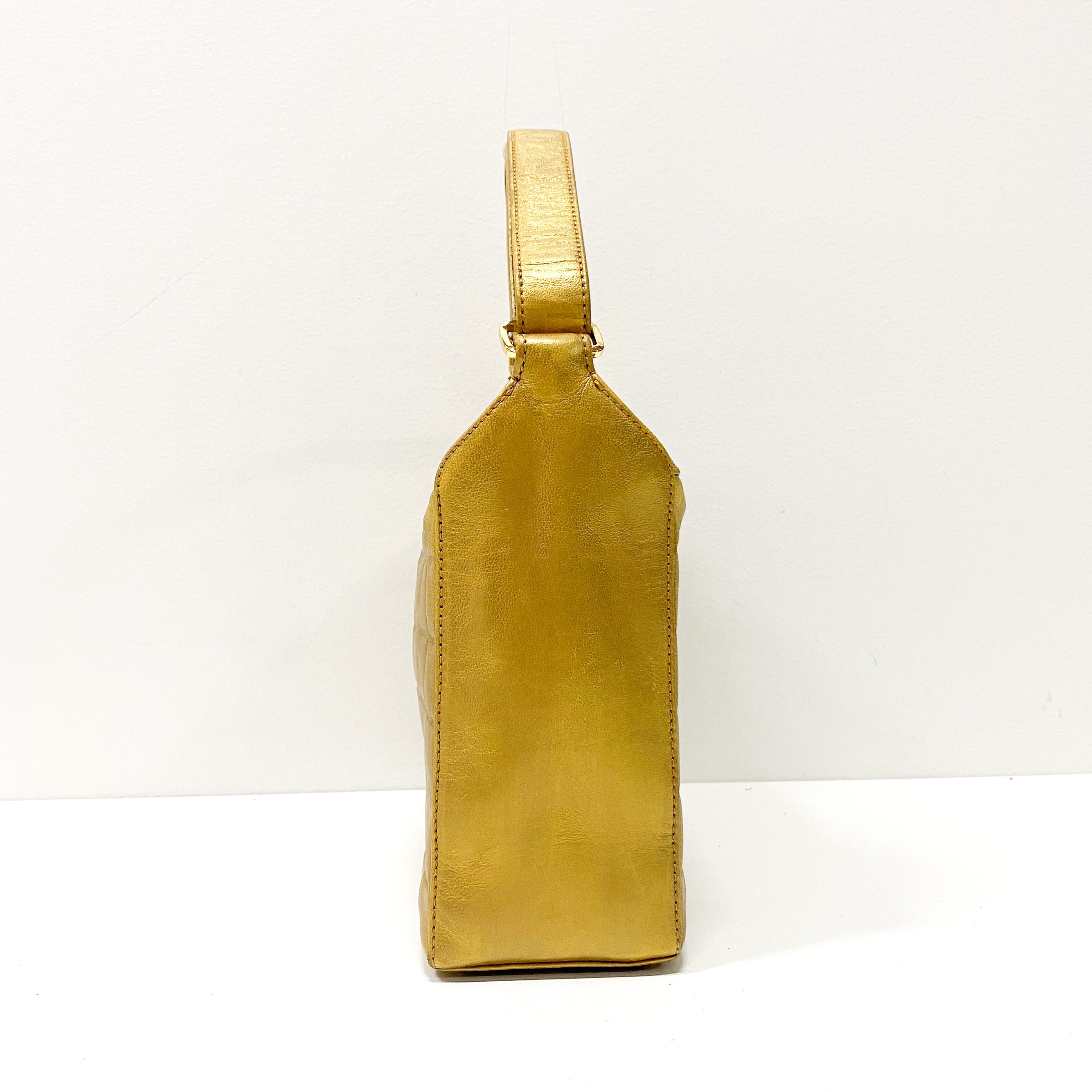 Chocolate Bar Metal Gold Lambskin Shoulder Bag