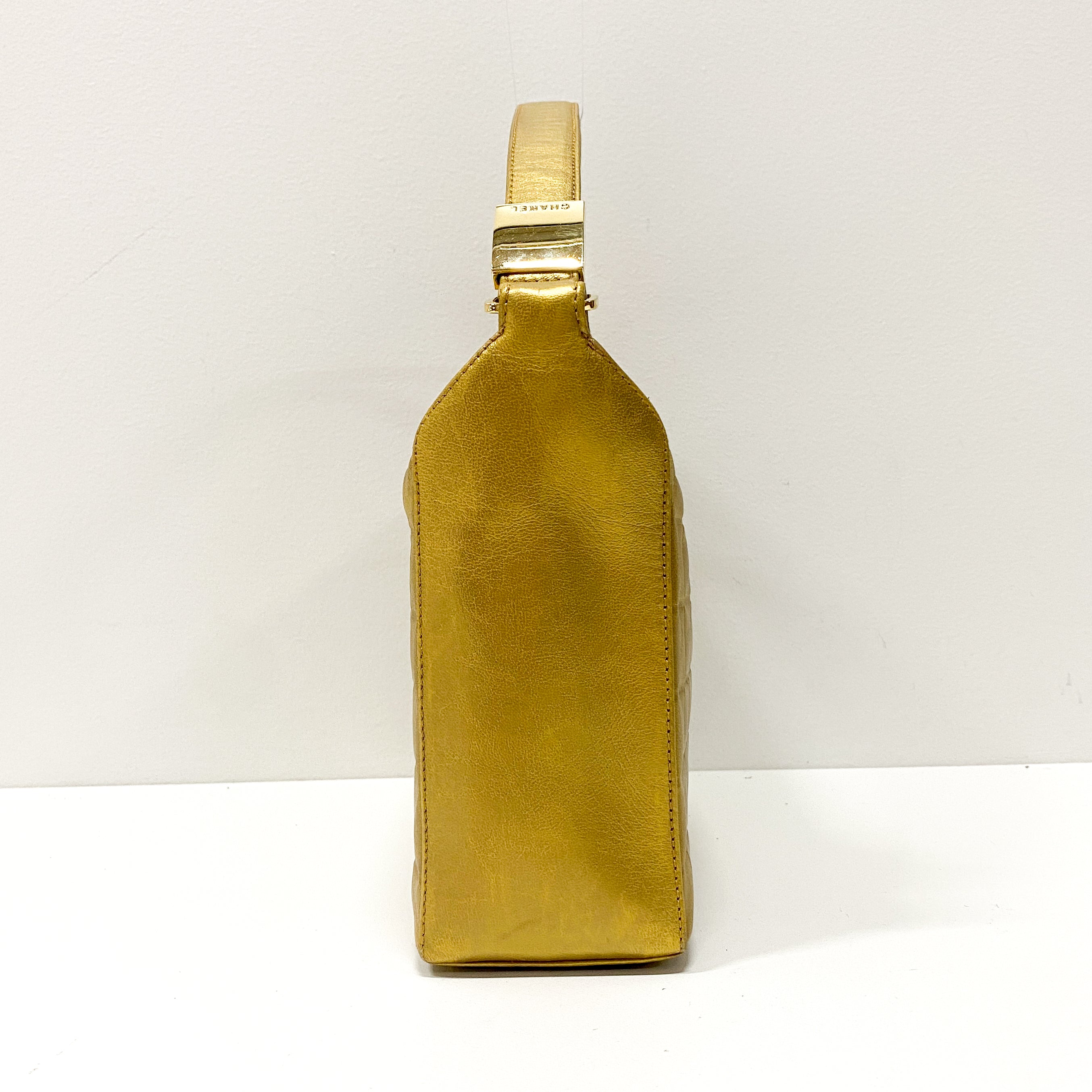 Chocolate Bar Metal Gold Lambskin Shoulder Bag