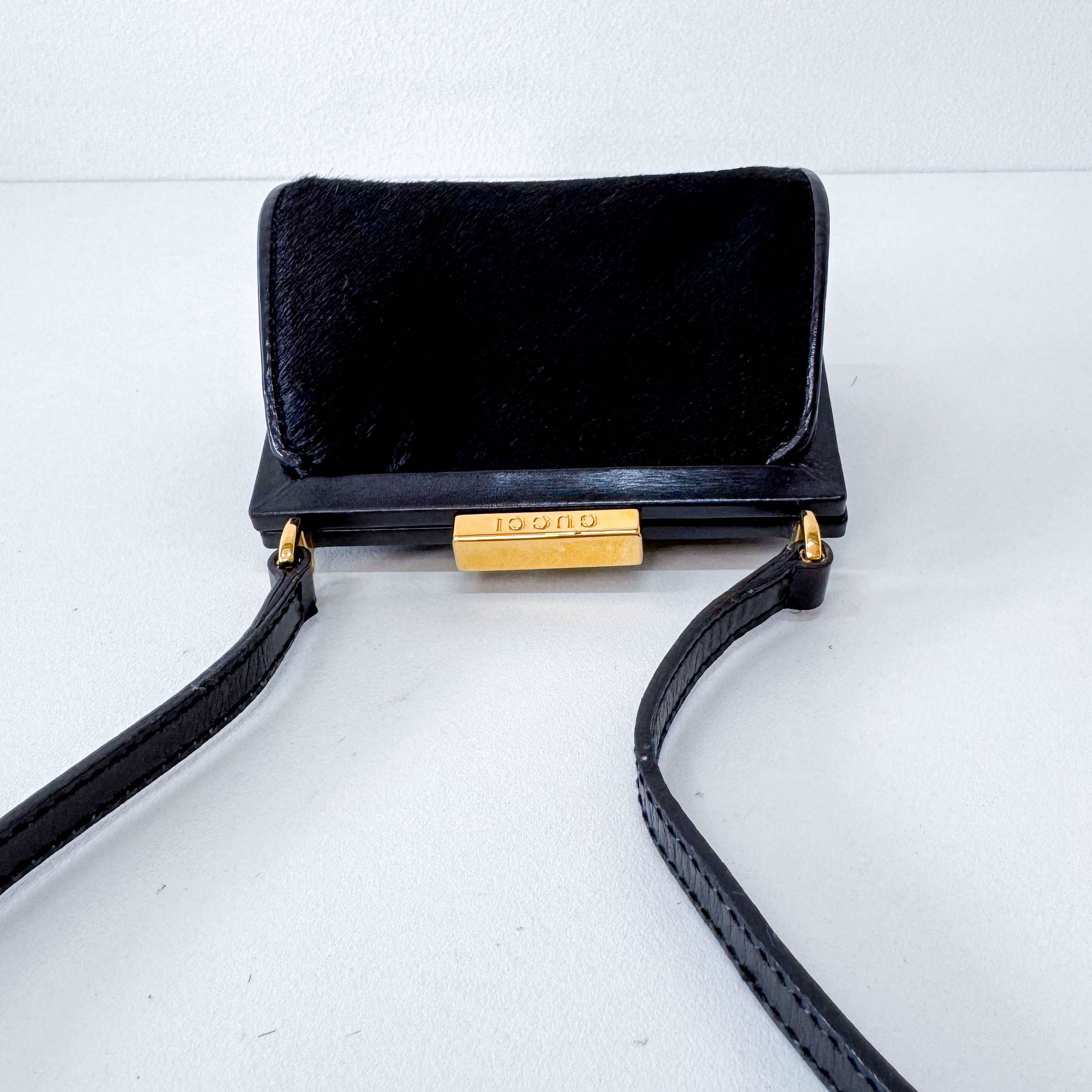 Mini Black Pony Hair Clutch Shoulder Bag