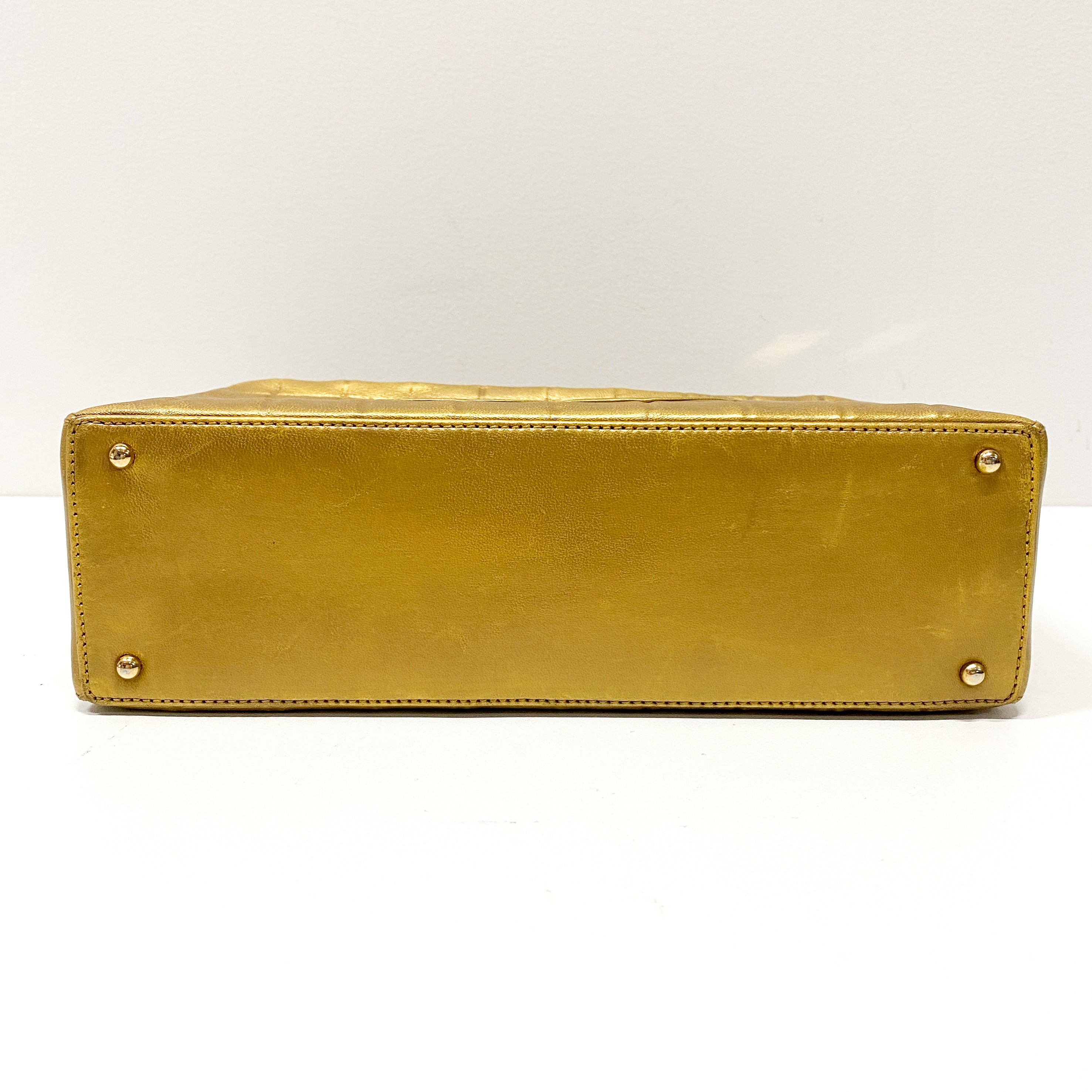 Chocolate Bar Metal Gold Lambskin Shoulder Bag