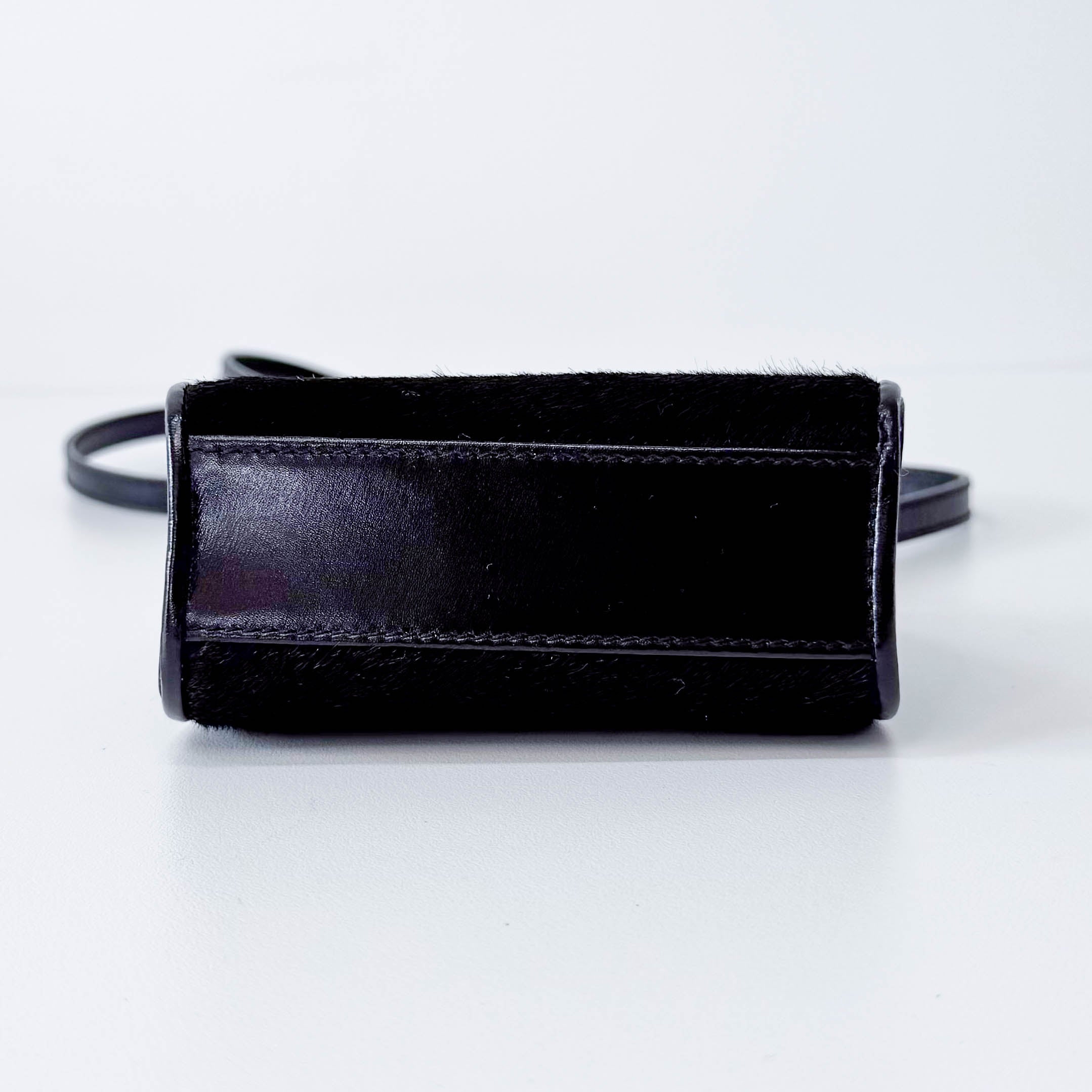 Mini Black Pony Hair Clutch Shoulder Bag