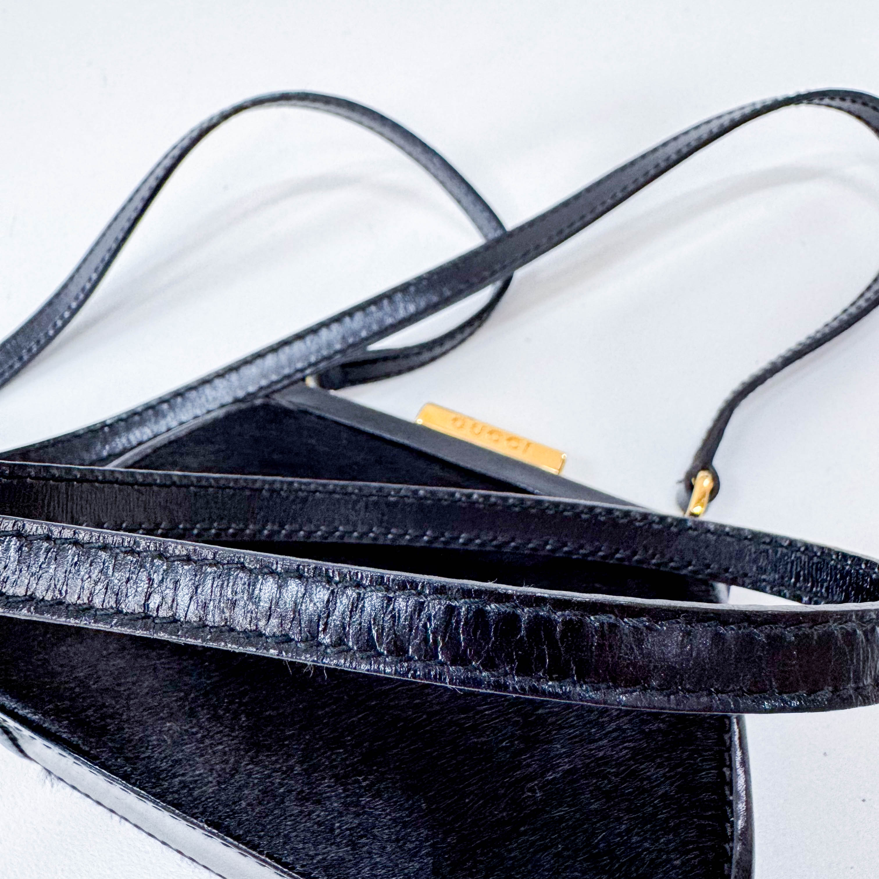 Mini Black Pony Hair Clutch Shoulder Bag