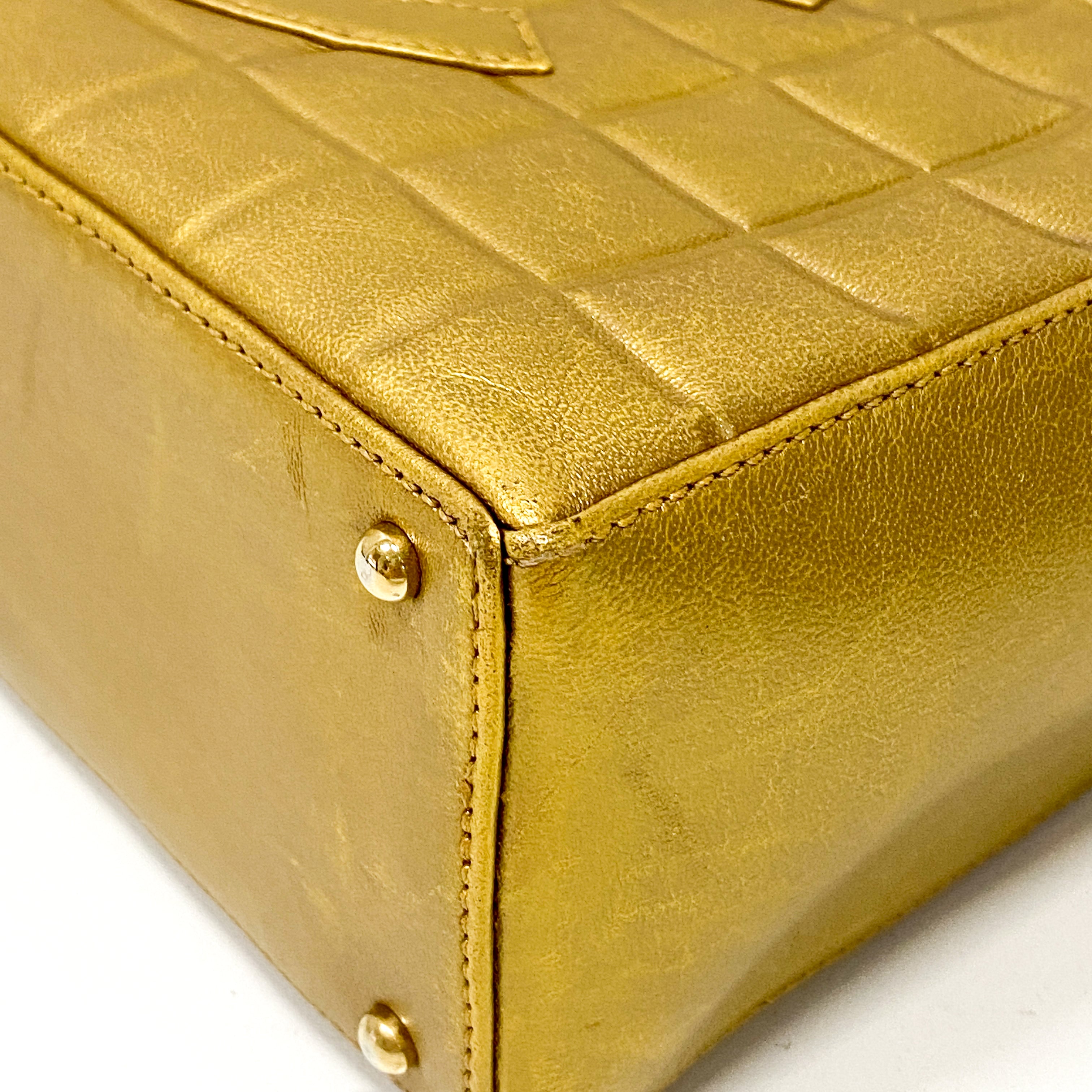 Chocolate Bar Metal Gold Lambskin Shoulder Bag