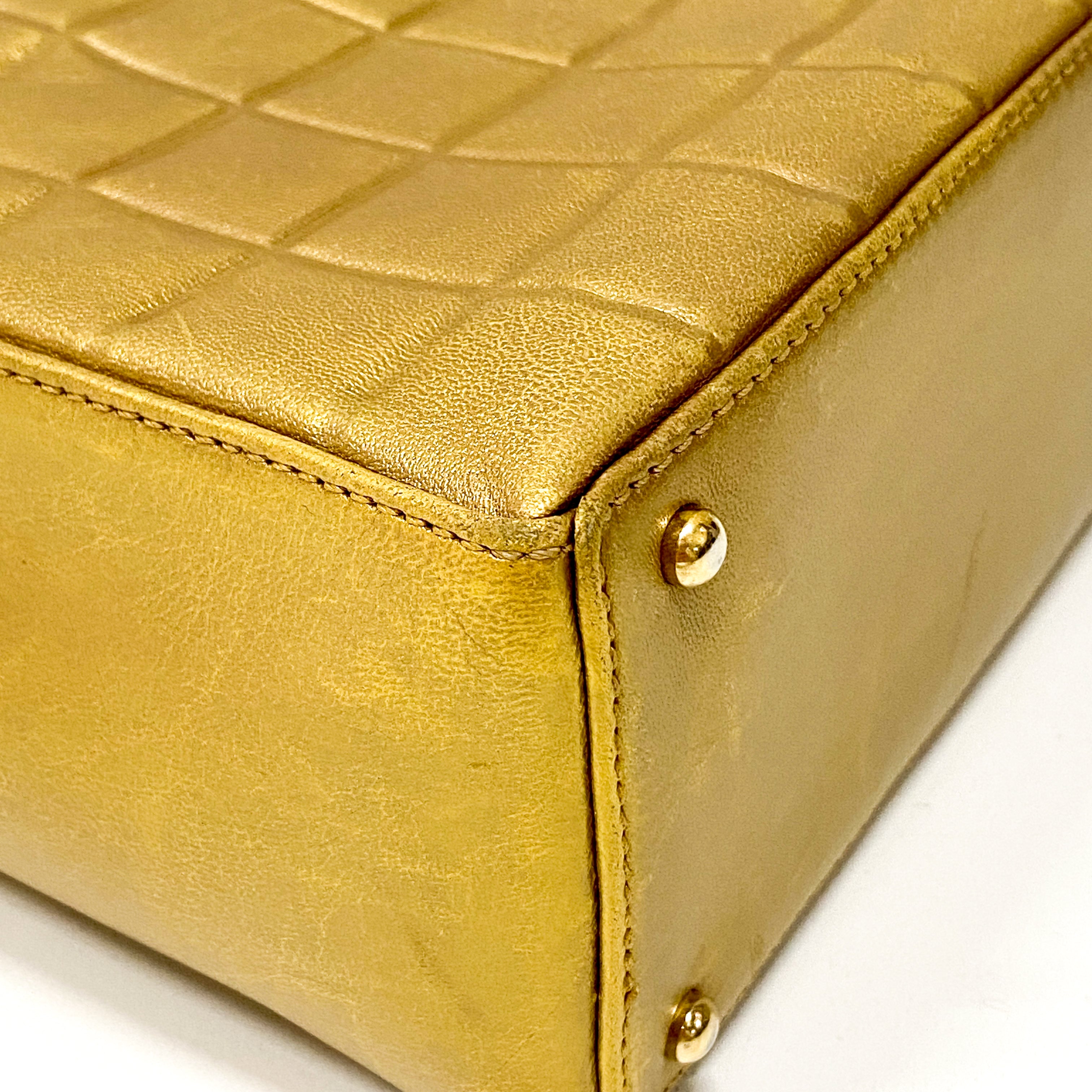 Chocolate Bar Metal Gold Lambskin Shoulder Bag