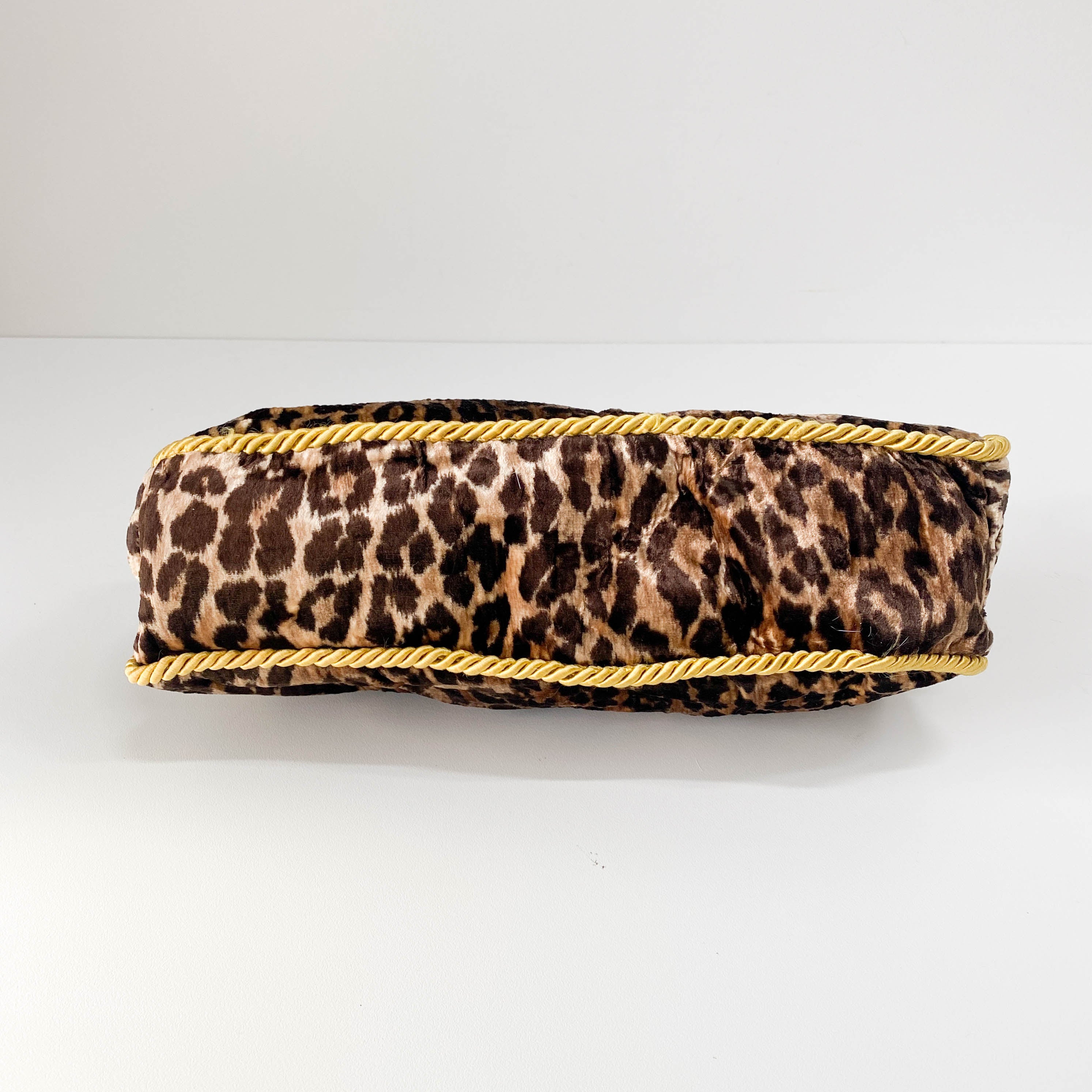Brown Leopard Print Velvet Handbag