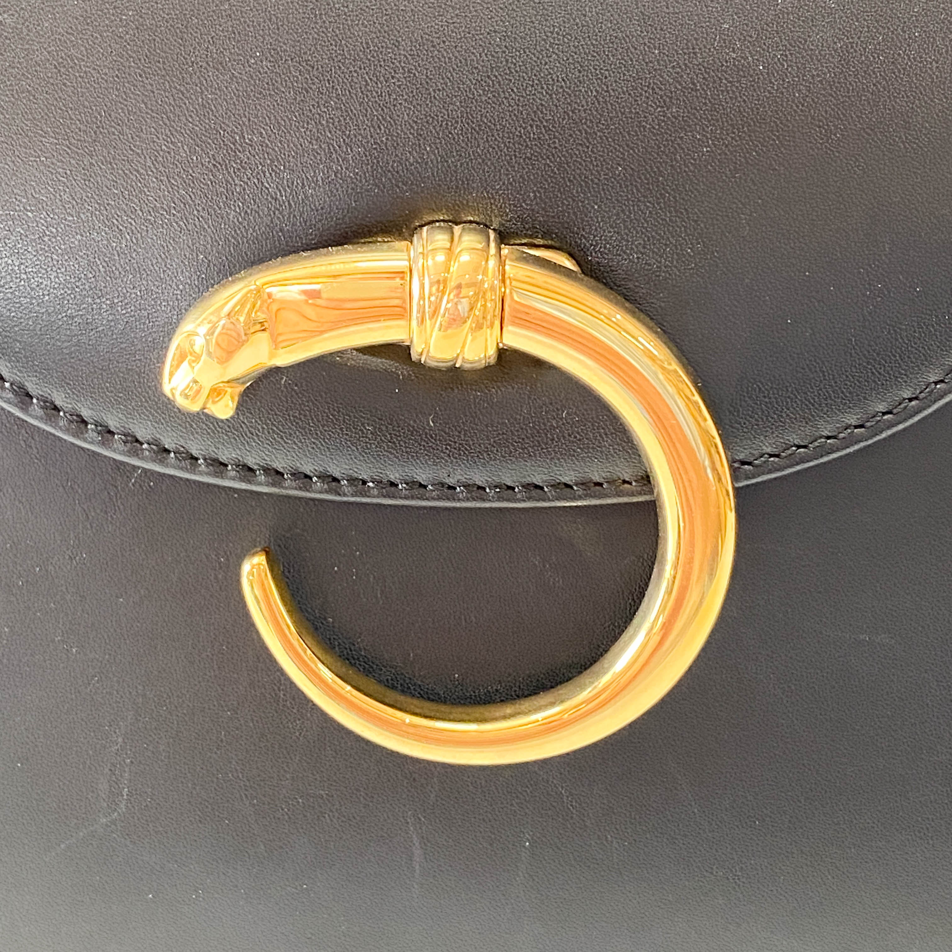 Panthère Black Leather Shoulder Bag