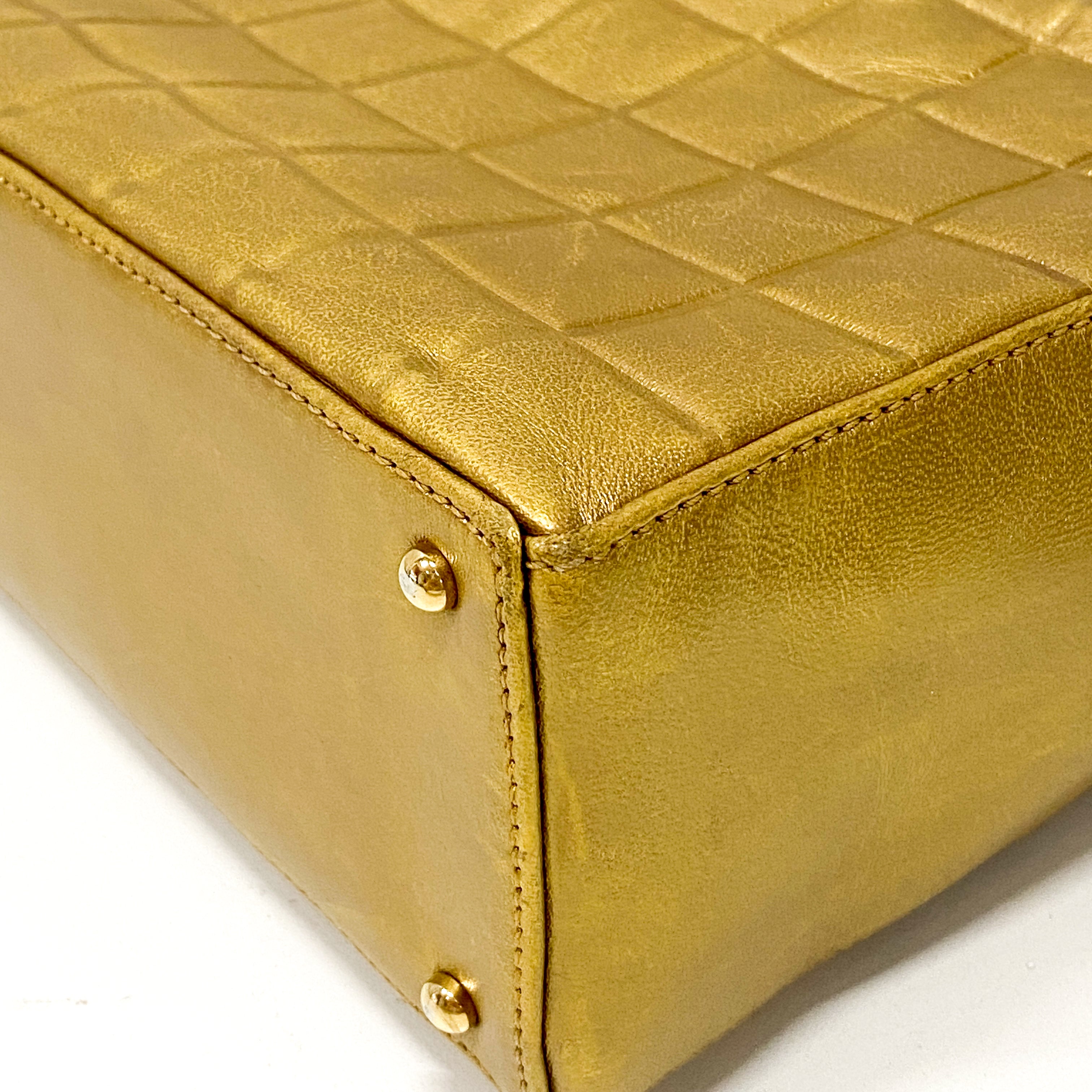 Chocolate Bar Metal Gold Lambskin Shoulder Bag