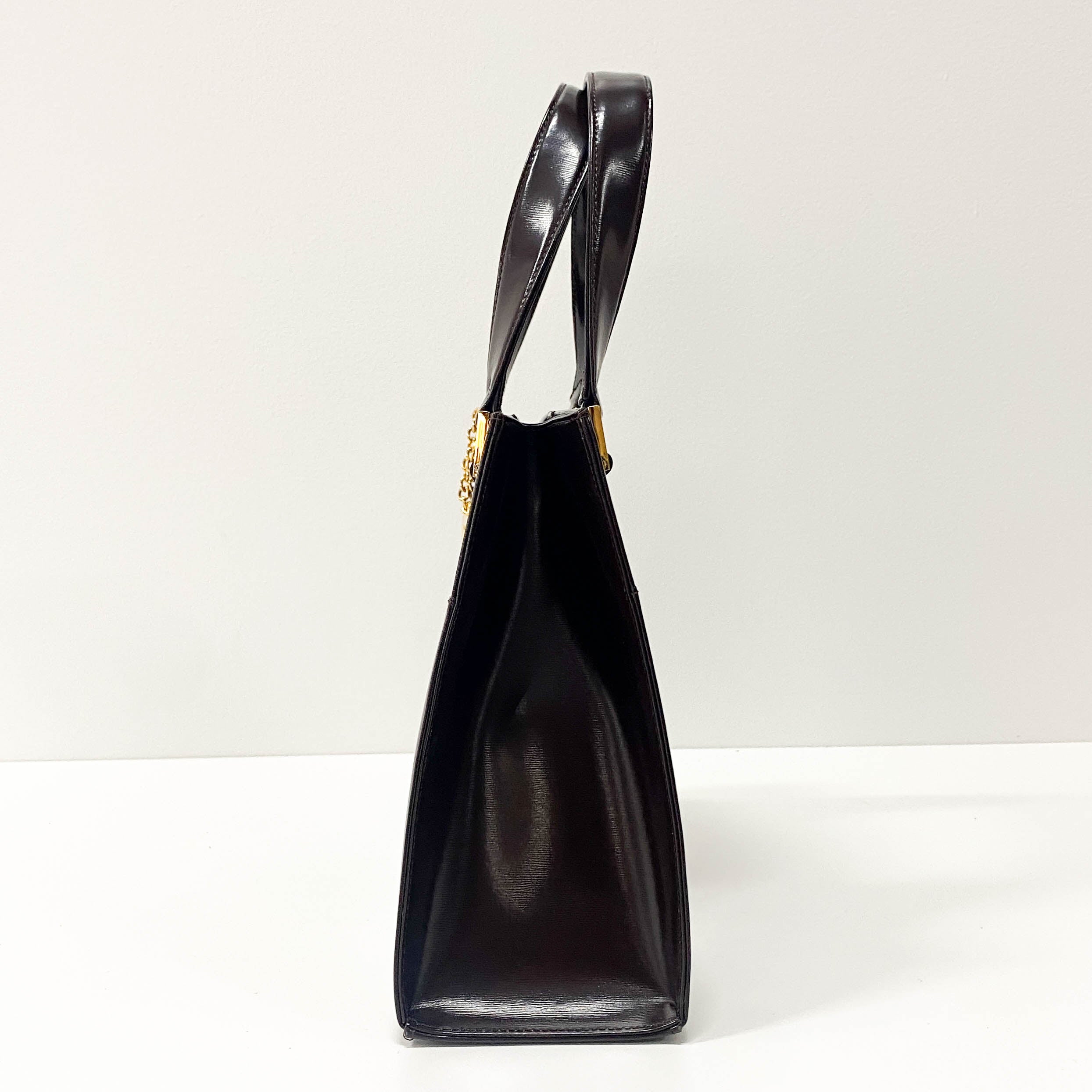 Princess Cut Brown Leather Handle Bag