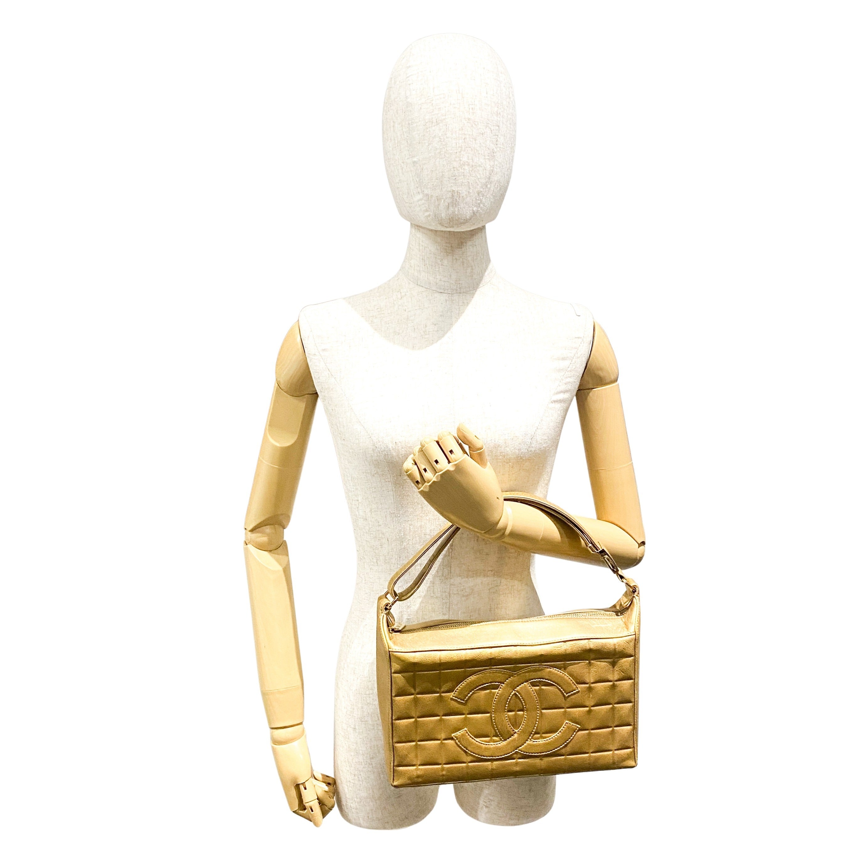 Chocolate Bar Metal Gold Lambskin Shoulder Bag