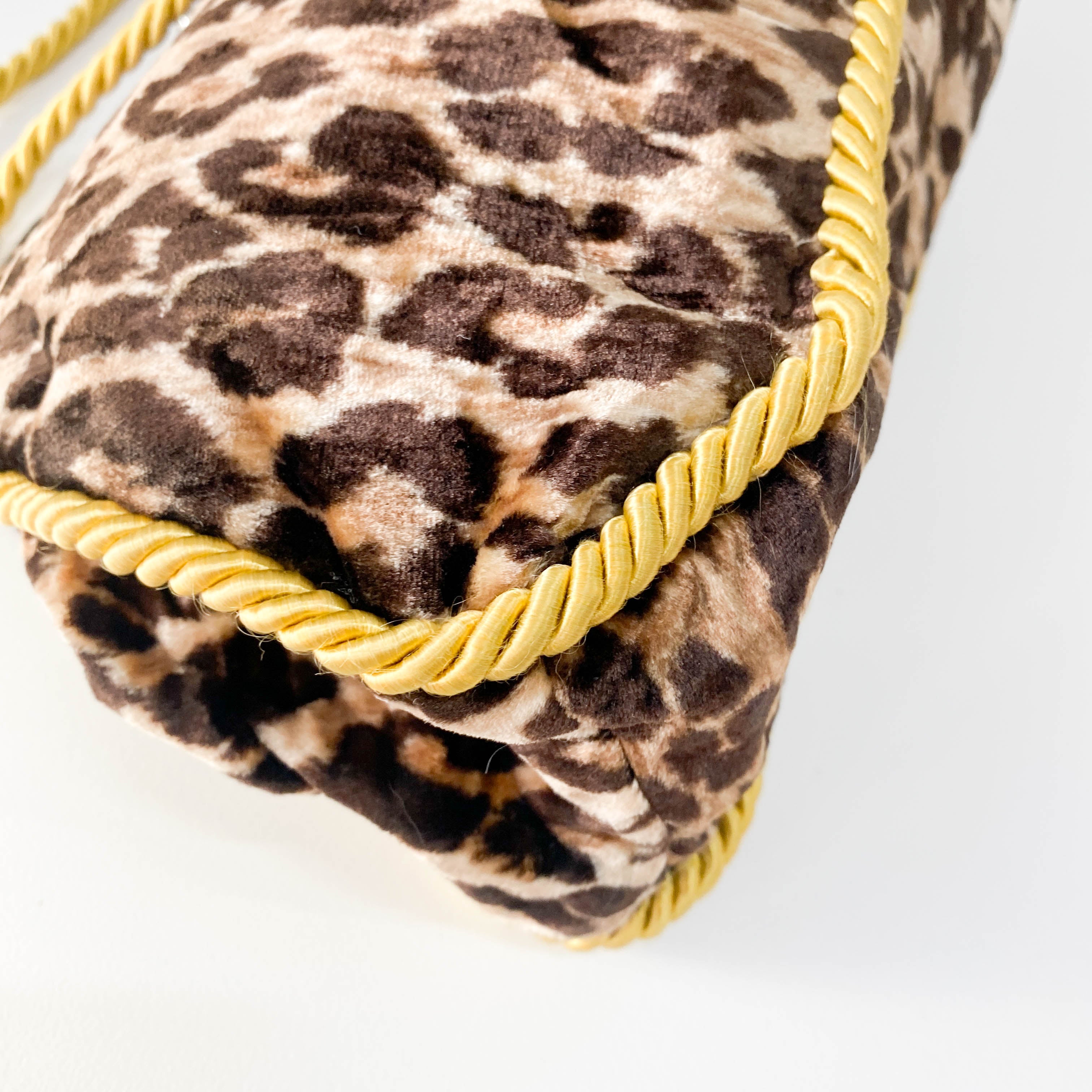 Brown Leopard Print Velvet Handbag