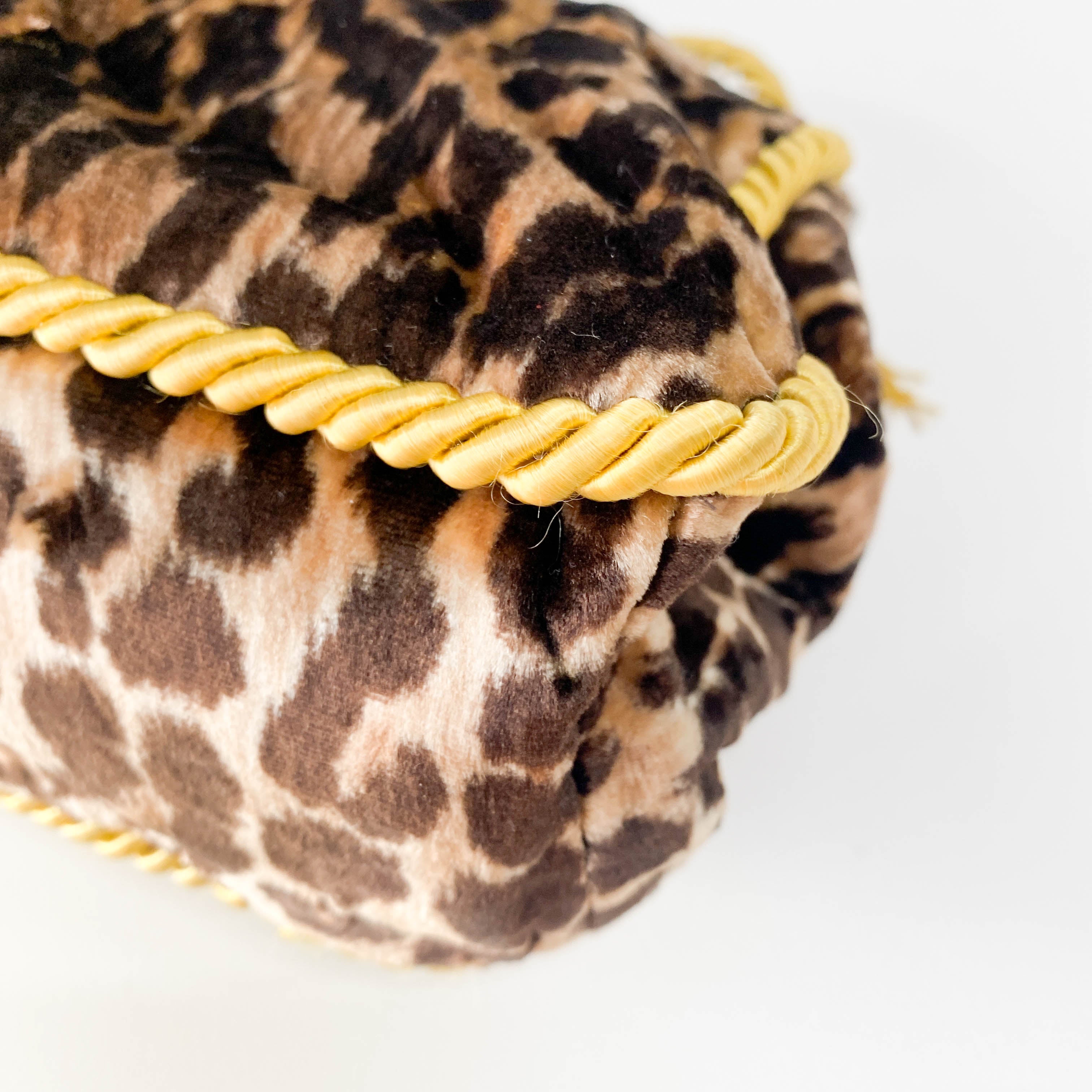 Brown Leopard Print Velvet Handbag