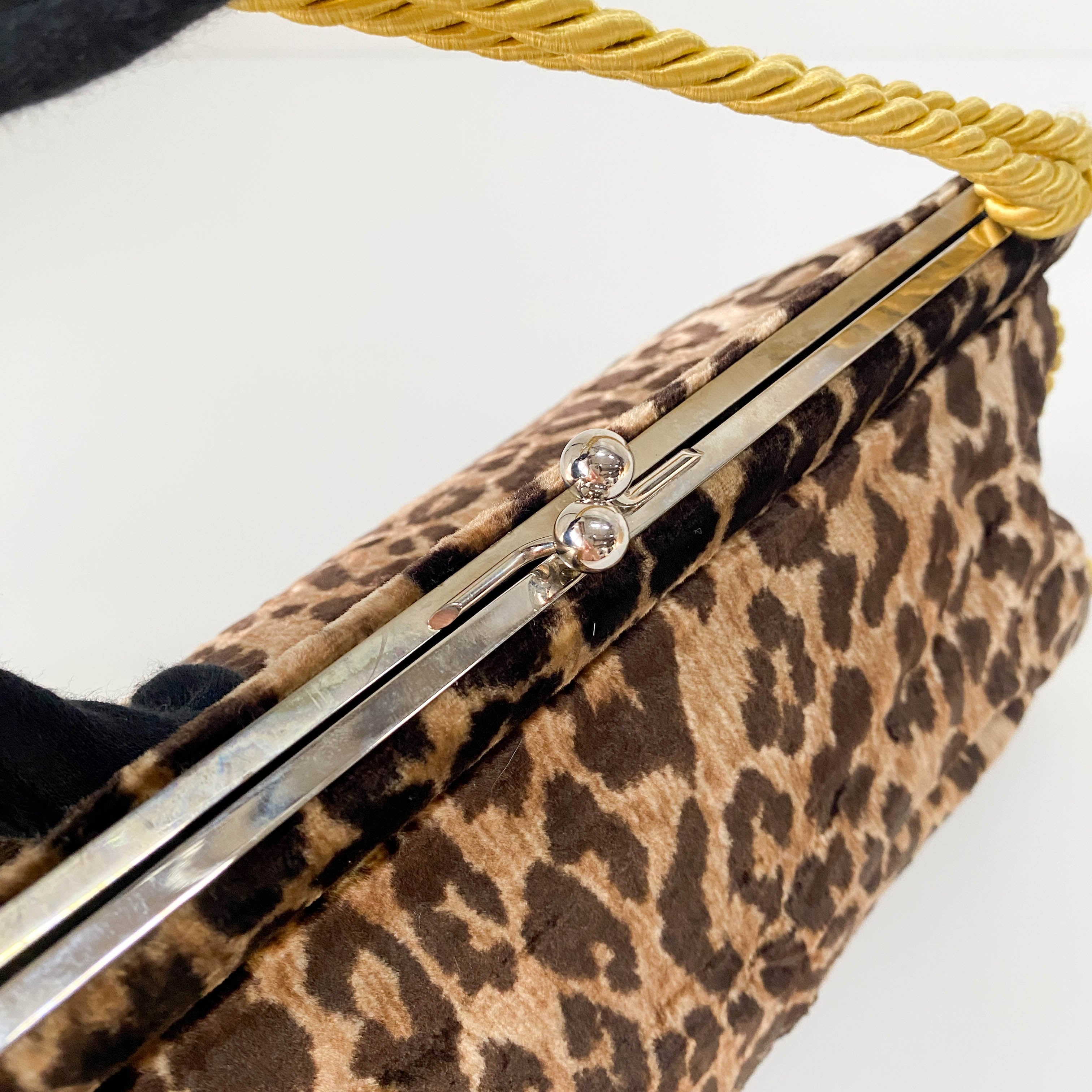 Brown Leopard Print Velvet Handbag