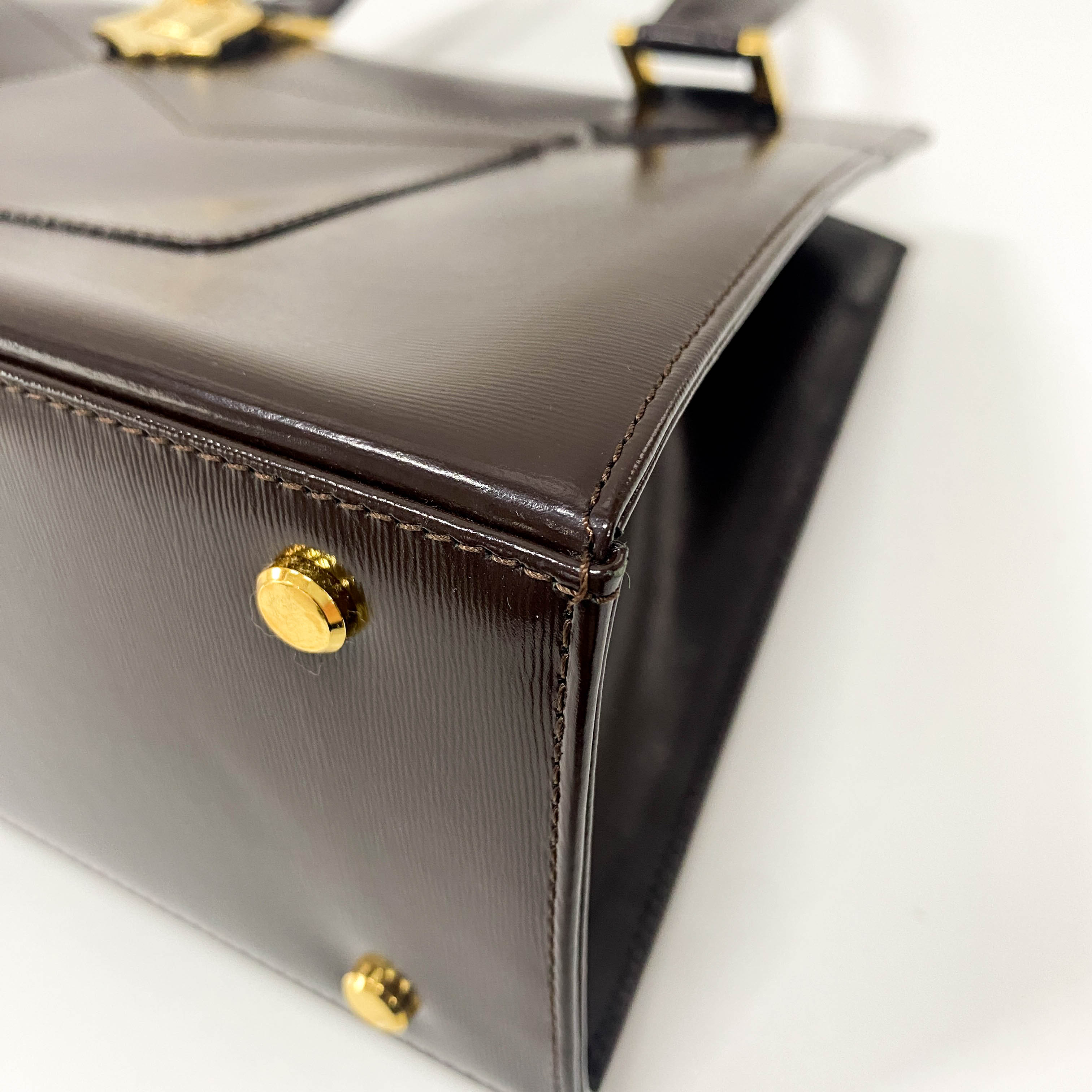 Princess Cut Brown Leather Handle Bag