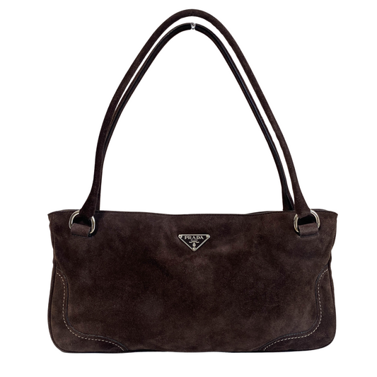 Y2K Brown Suede Shoulder Bag