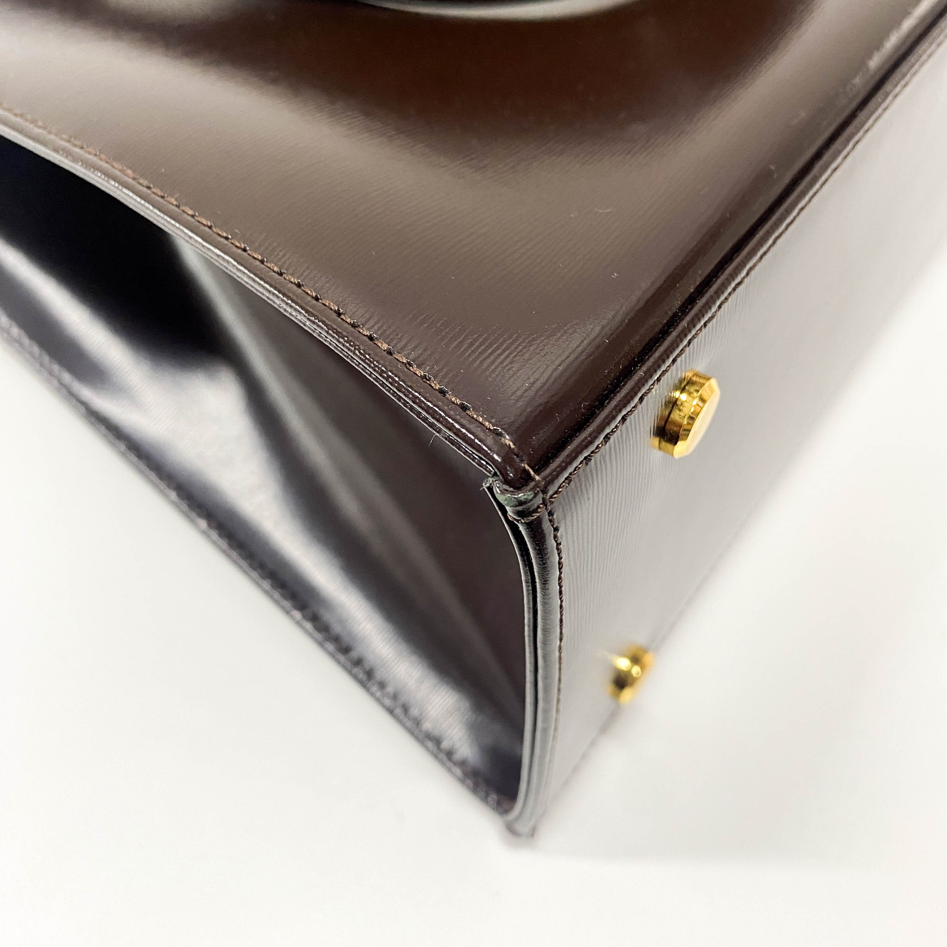 Princess Cut Brown Leather Handle Bag