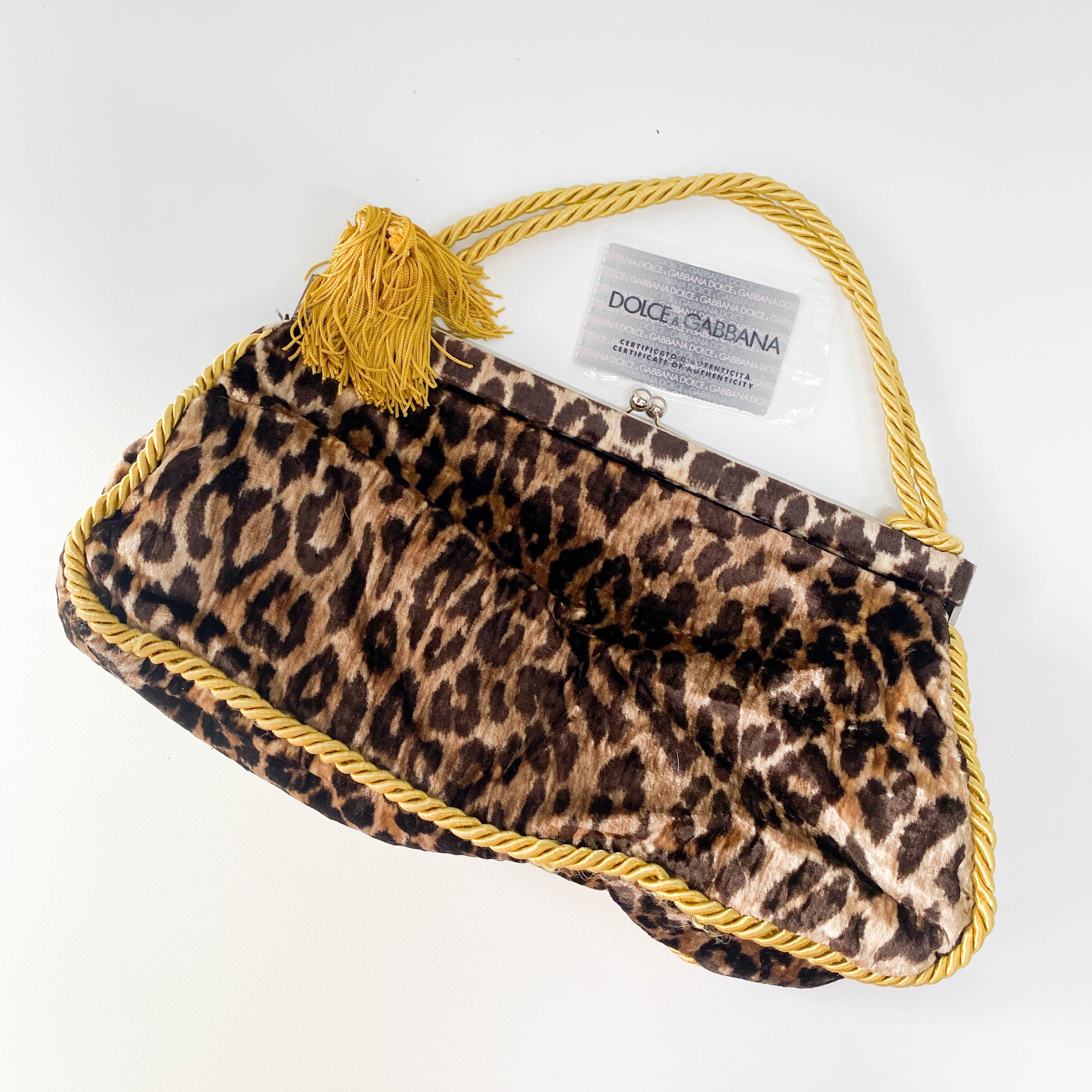 Brown Leopard Print Velvet Handbag