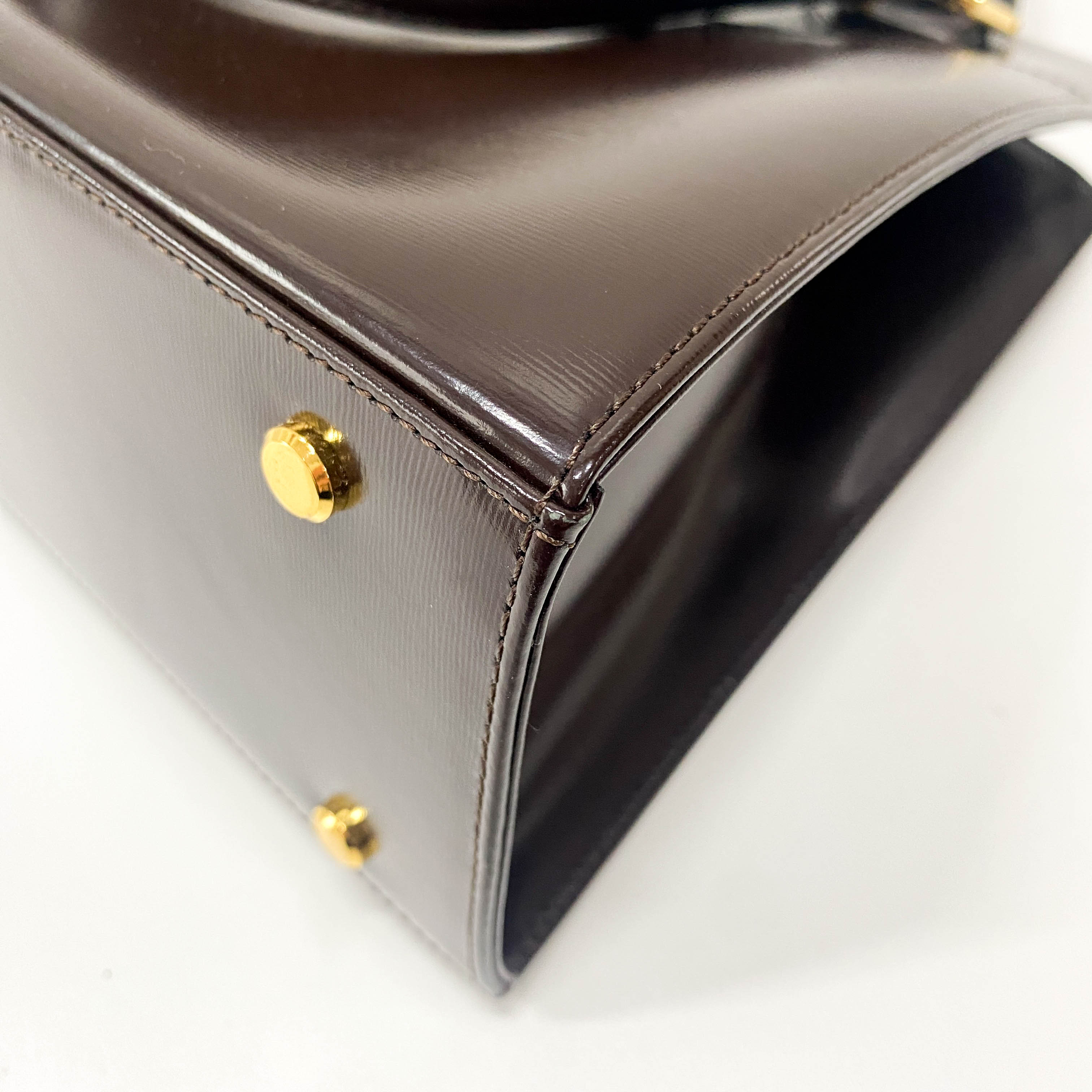 Princess Cut Brown Leather Handle Bag