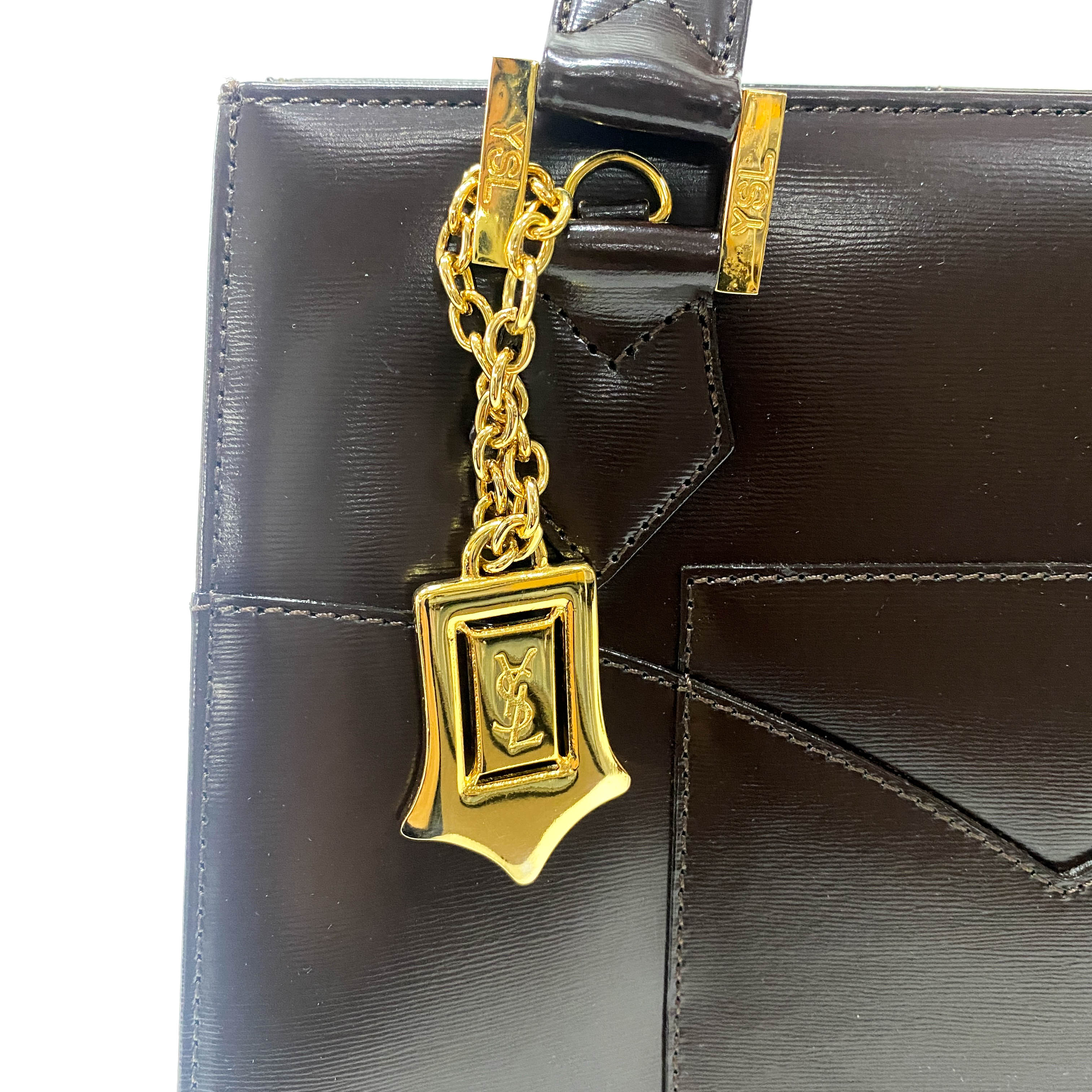 Princess Cut Brown Leather Handle Bag