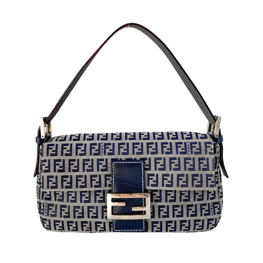 Zucchino Baguette Navy Canvas Shoulder Bag