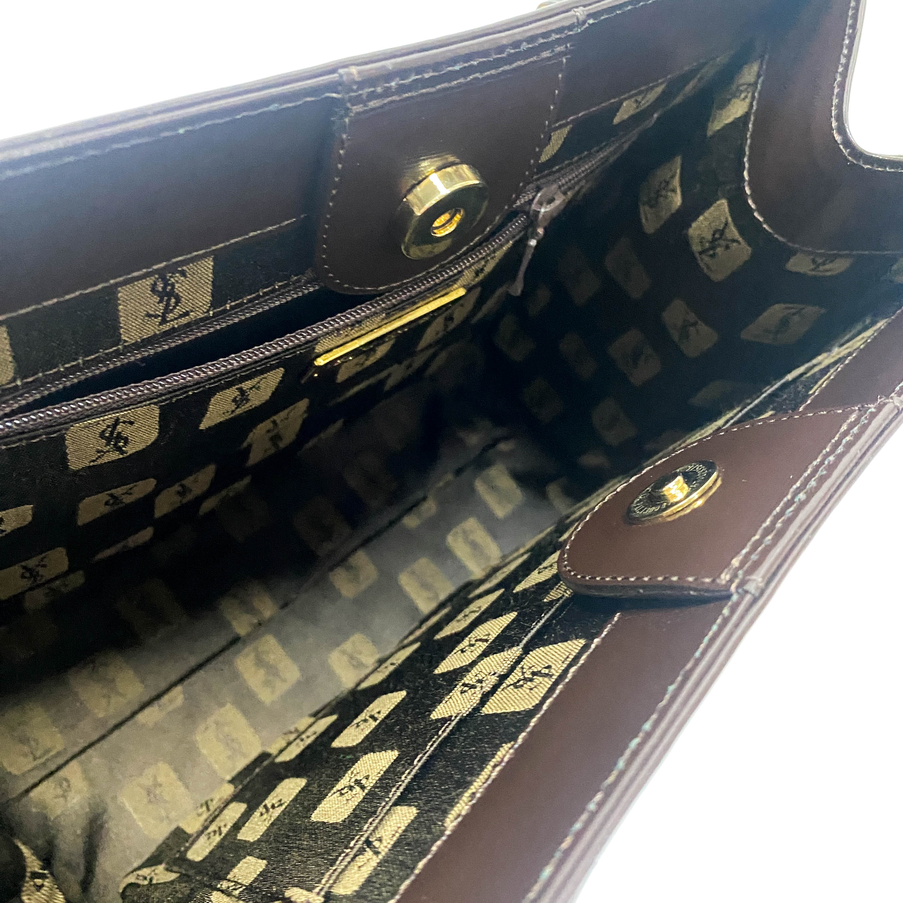 Princess Cut Brown Leather Handle Bag