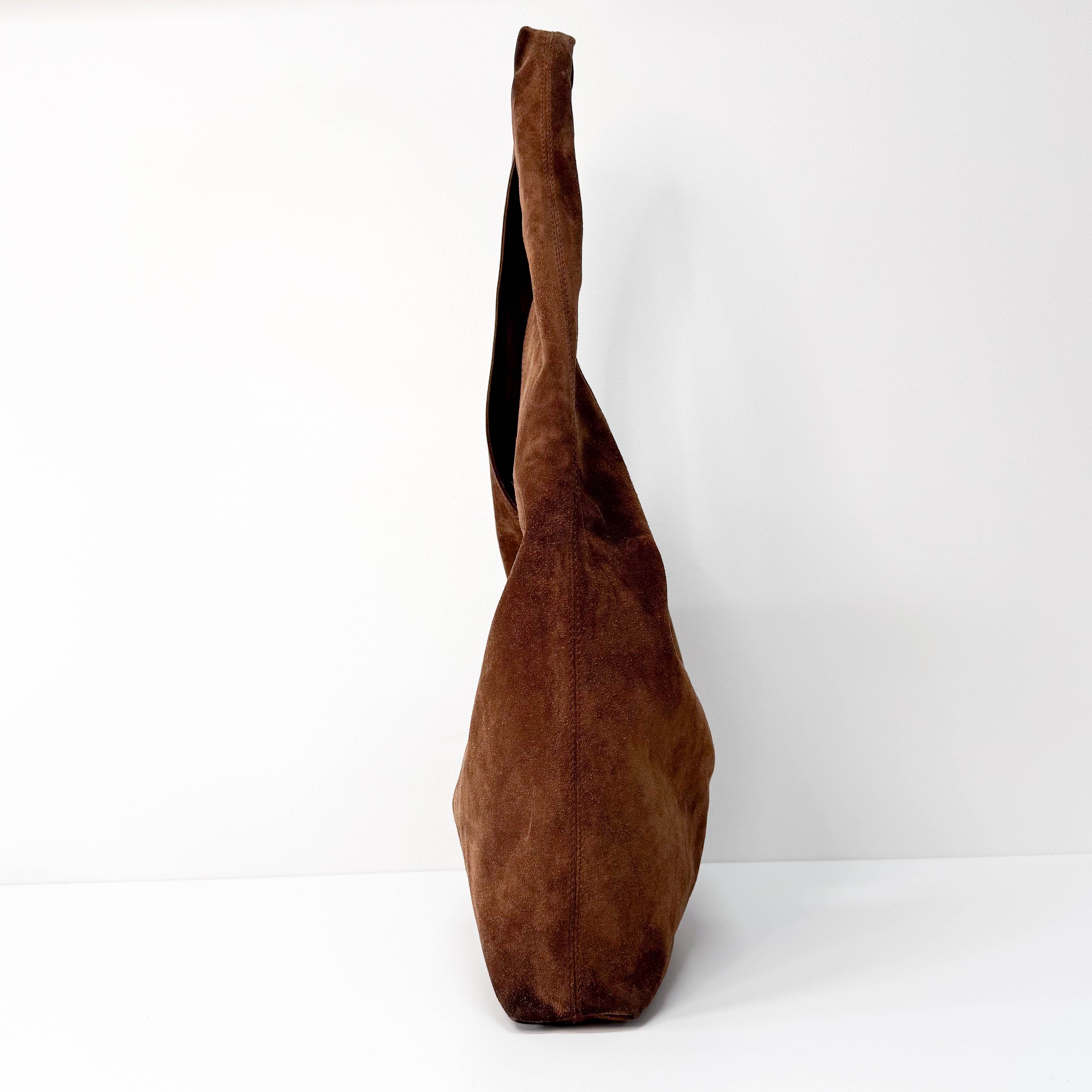 Brown Suede Hobo Shoulder Bag