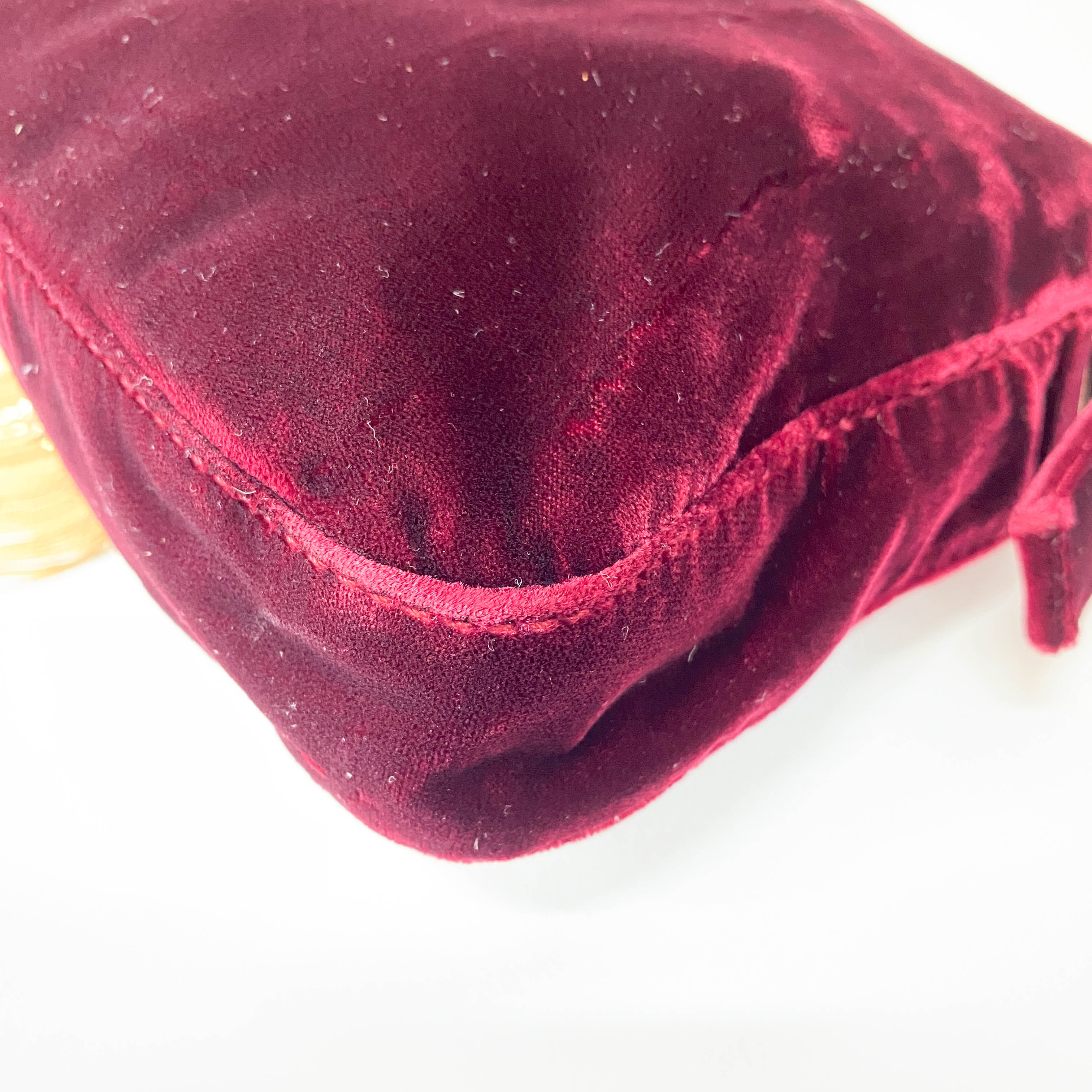 Limited Edition Baguette Burgundy Velvet Gold Fringe Shoulder Bag
