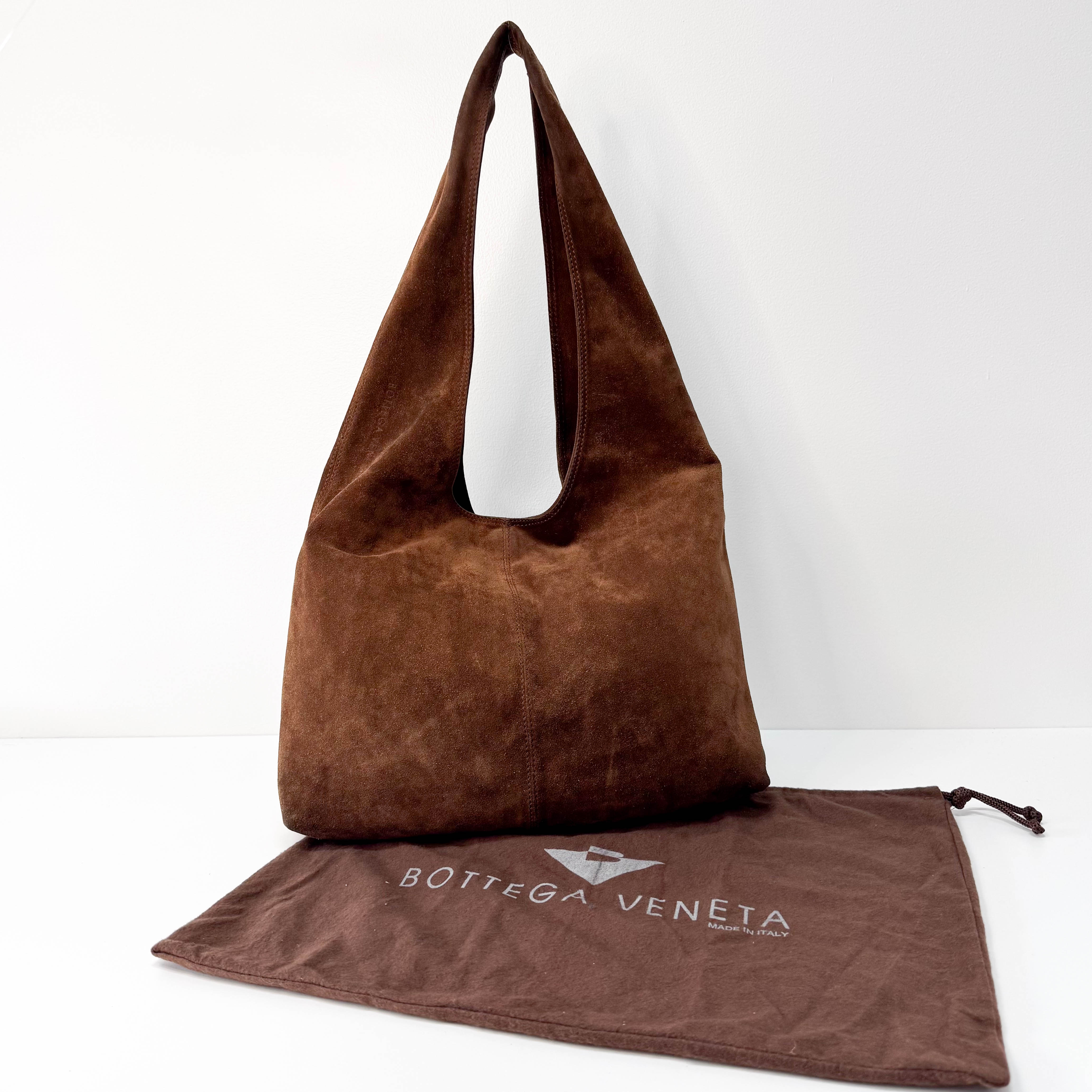 Brown Suede Hobo Shoulder Bag